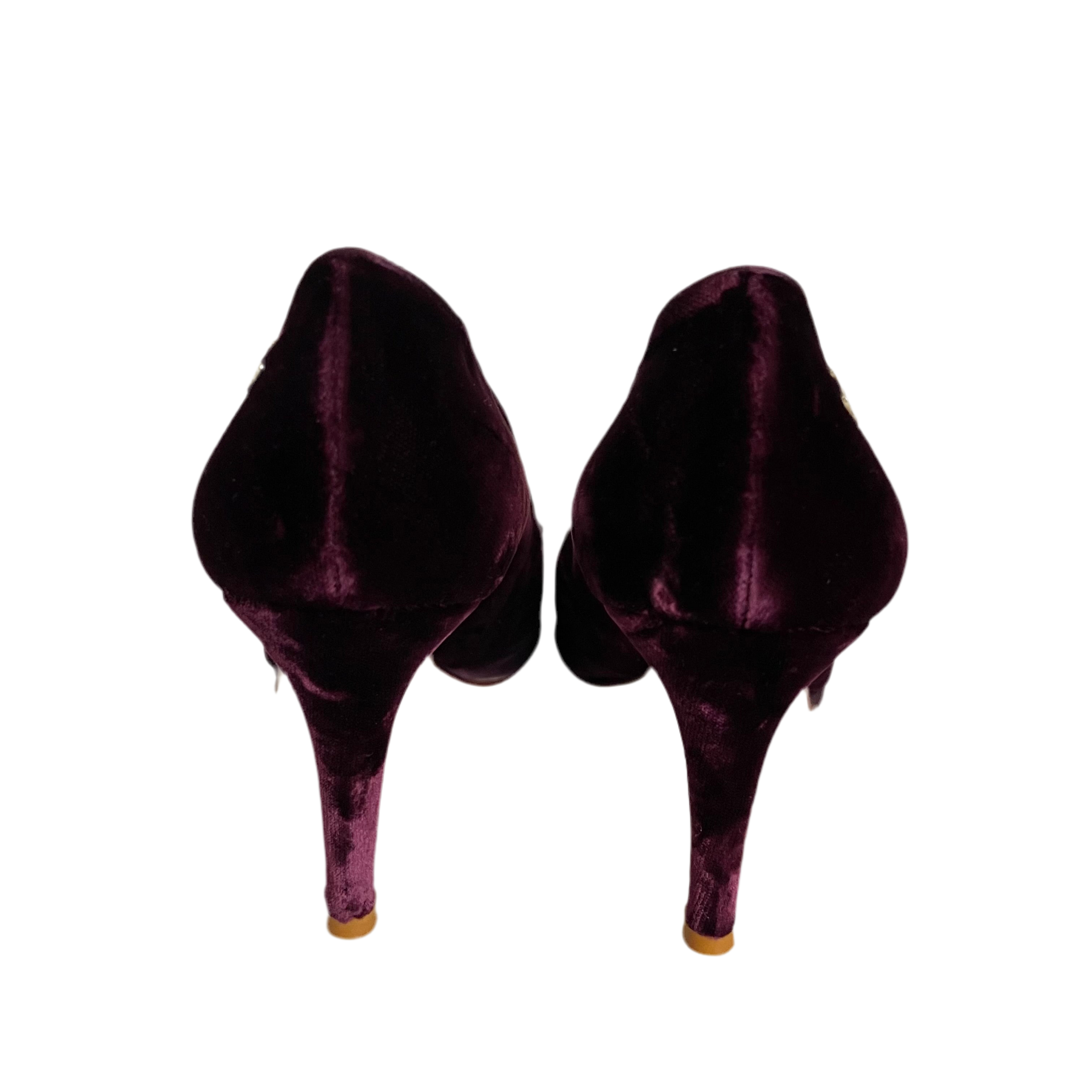 Chanel Burgundy Velvet Pumps
