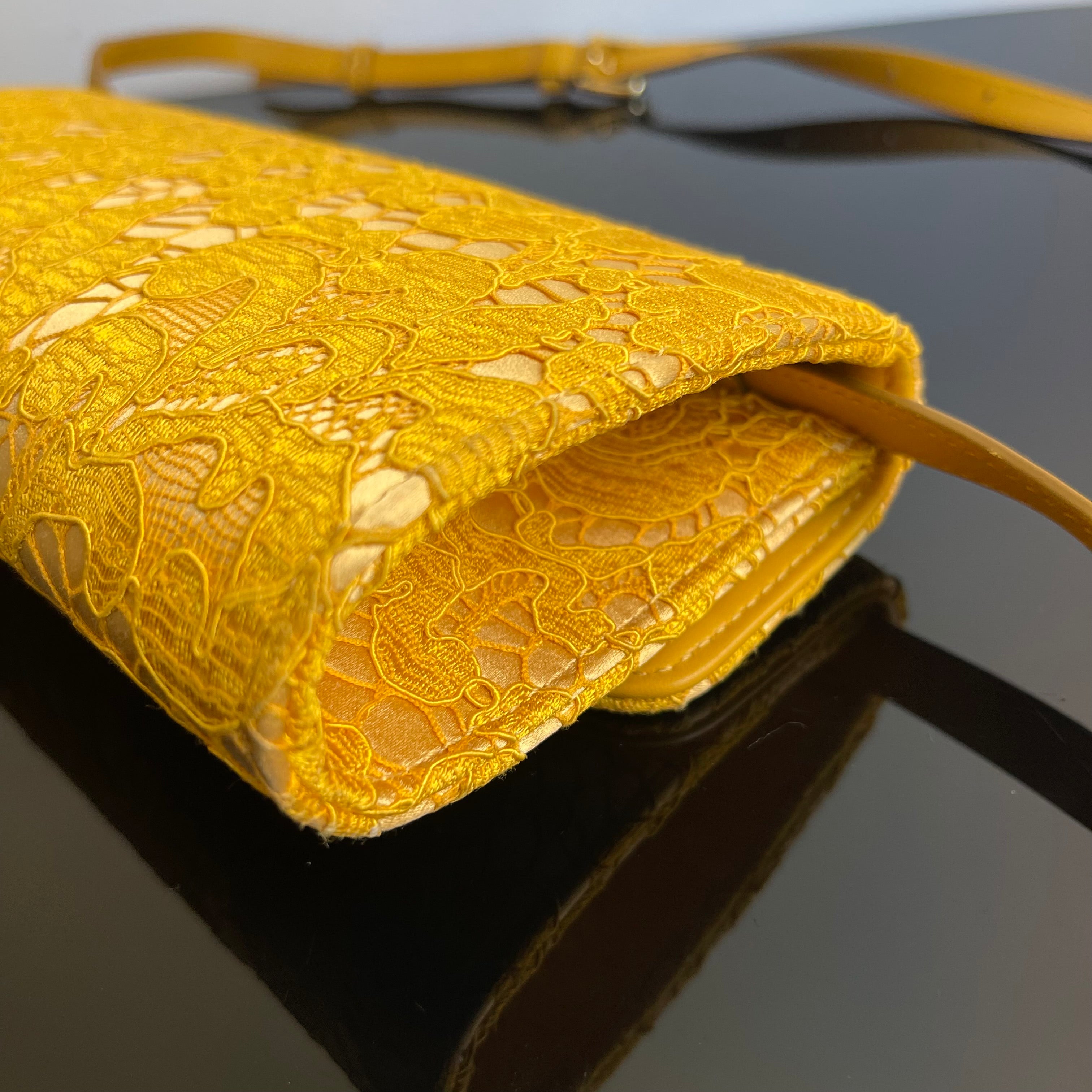 Dolce & Gabbana Yellow Lace and Satin Sicily Flap Bag