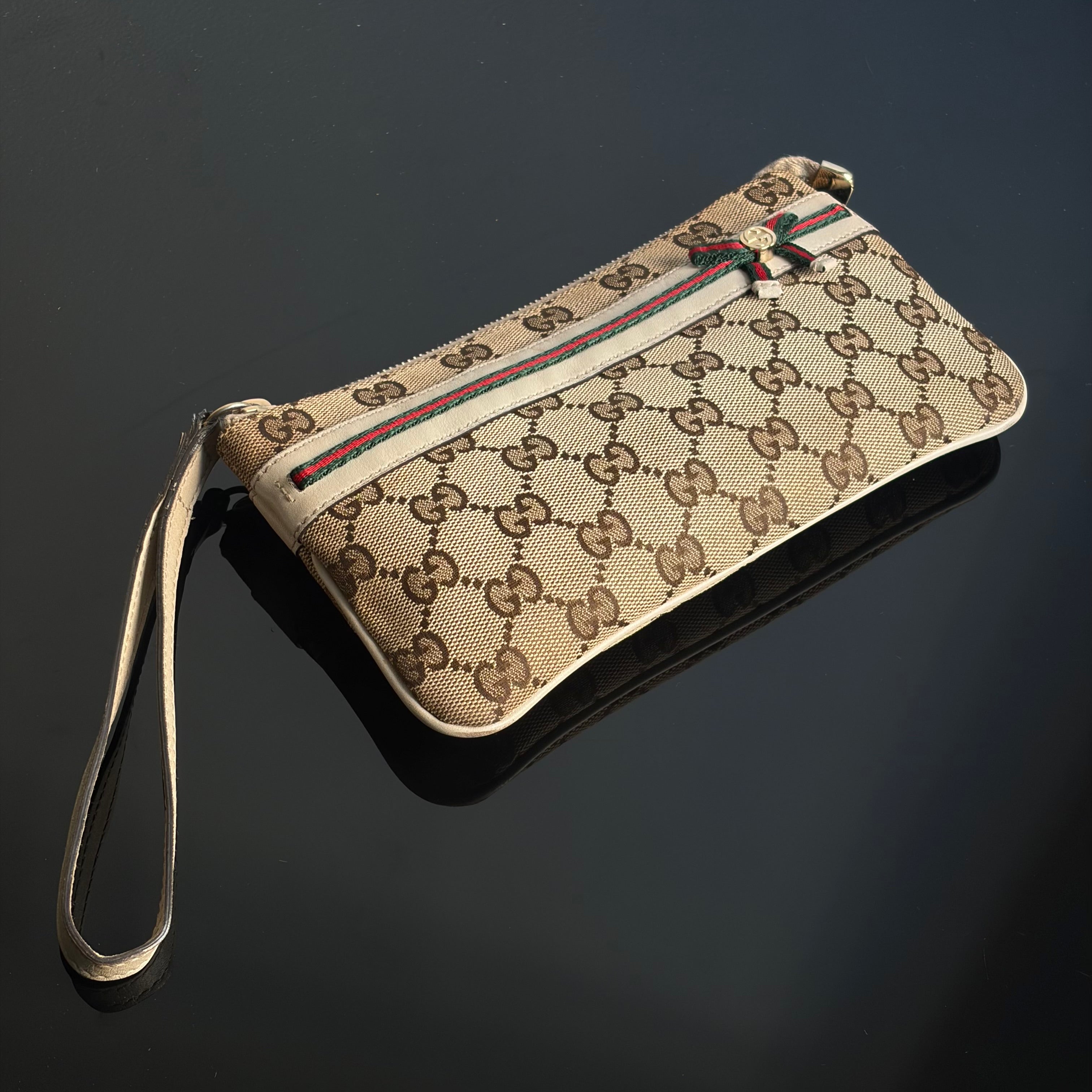 Gucci Monogram Mayfair Wristlet Bag