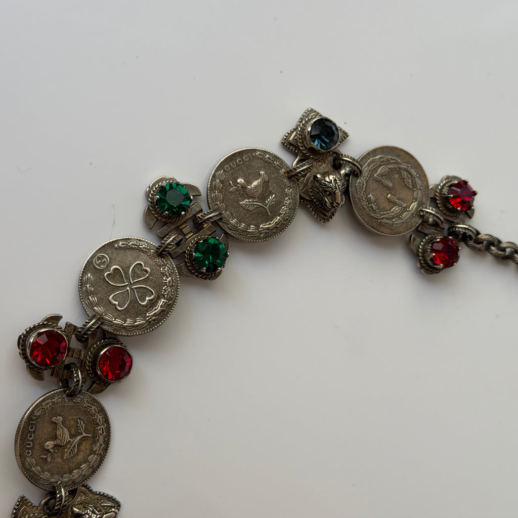 Gucci Crystal & Coin Statement Necklace