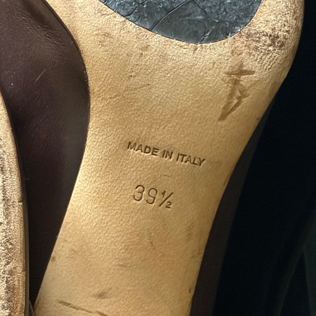 Christian Dior CD Logo Brown Leather Heels