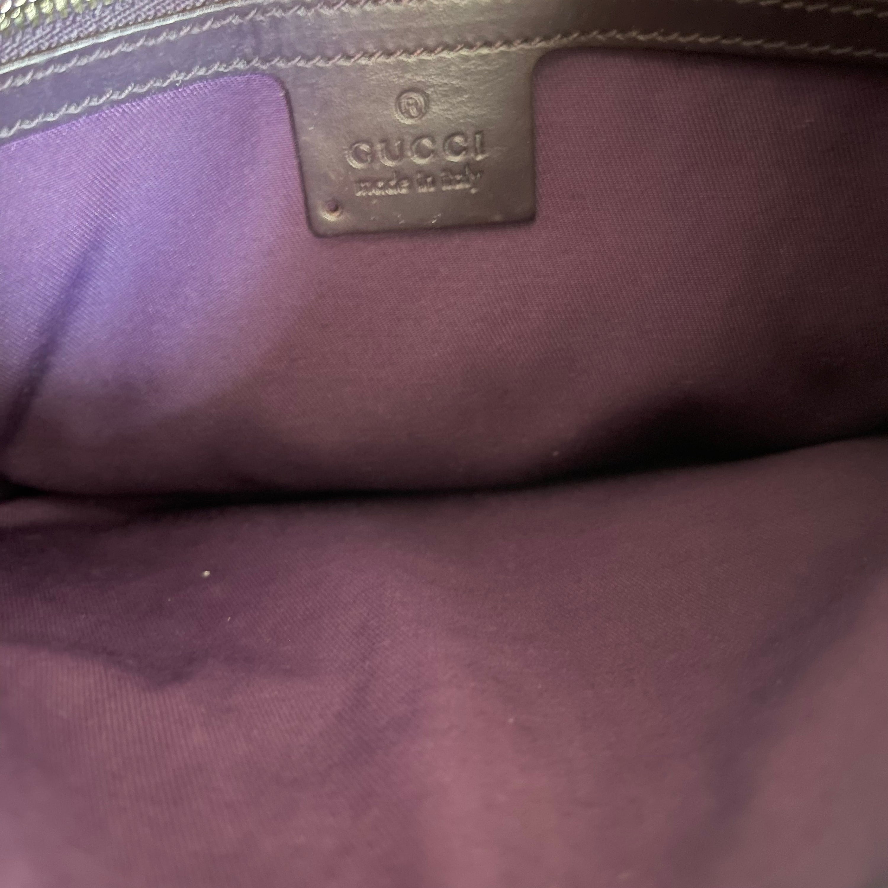 Gucci Horsebit Mini Glam Hobo Purple Leather Bag