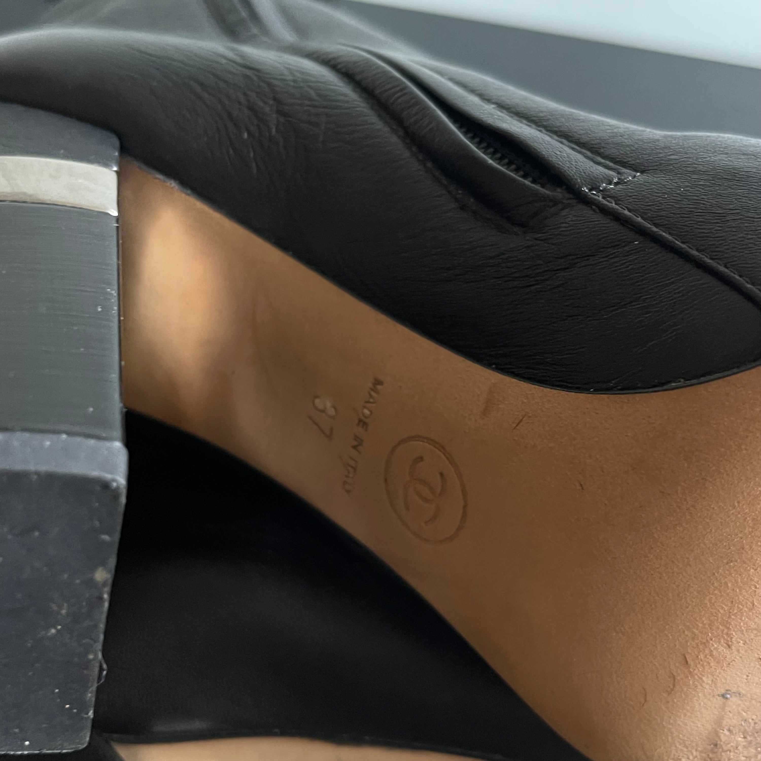 Chanel Black Leather Ankle Sock Boots