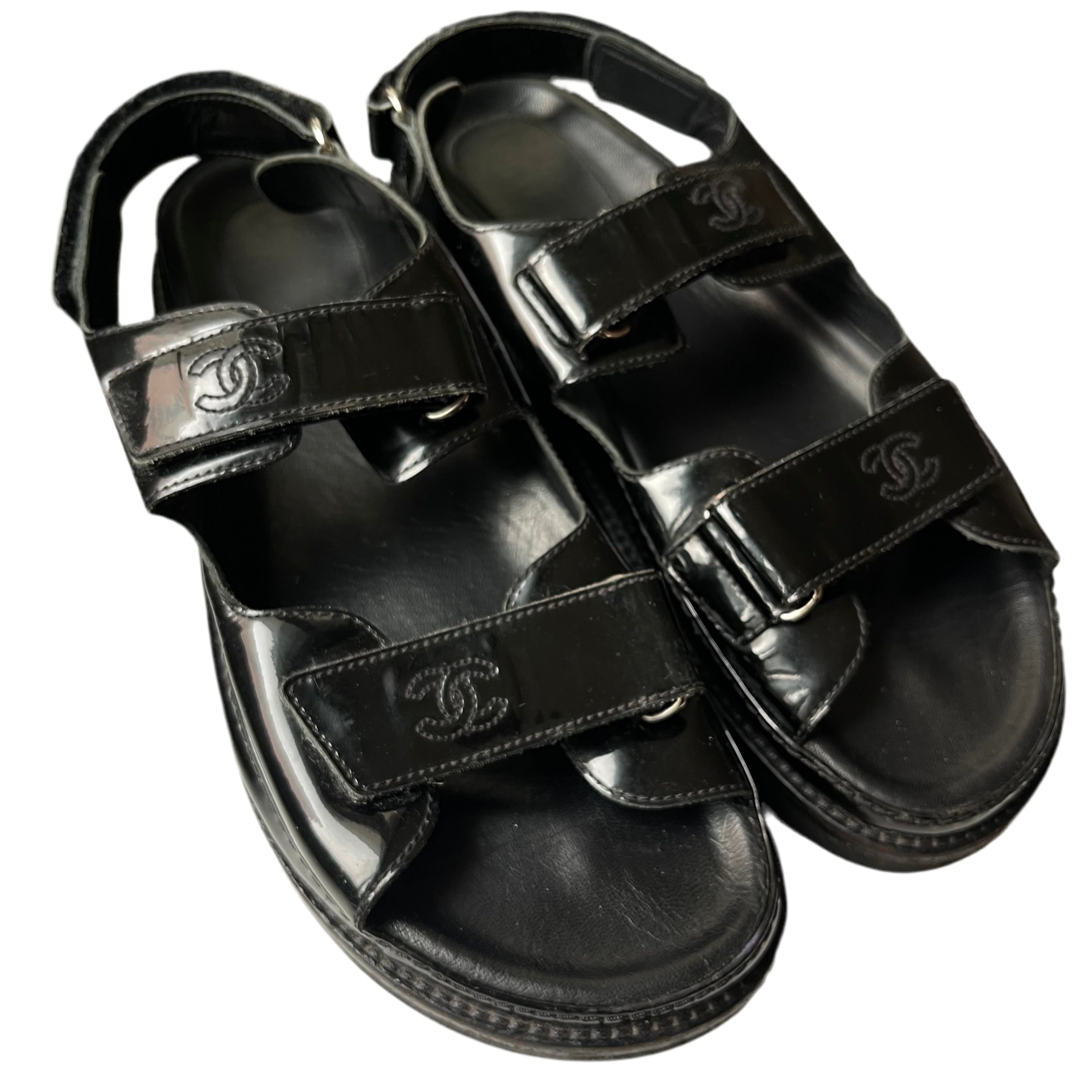 Chanel Dad Sandals Patent Leather