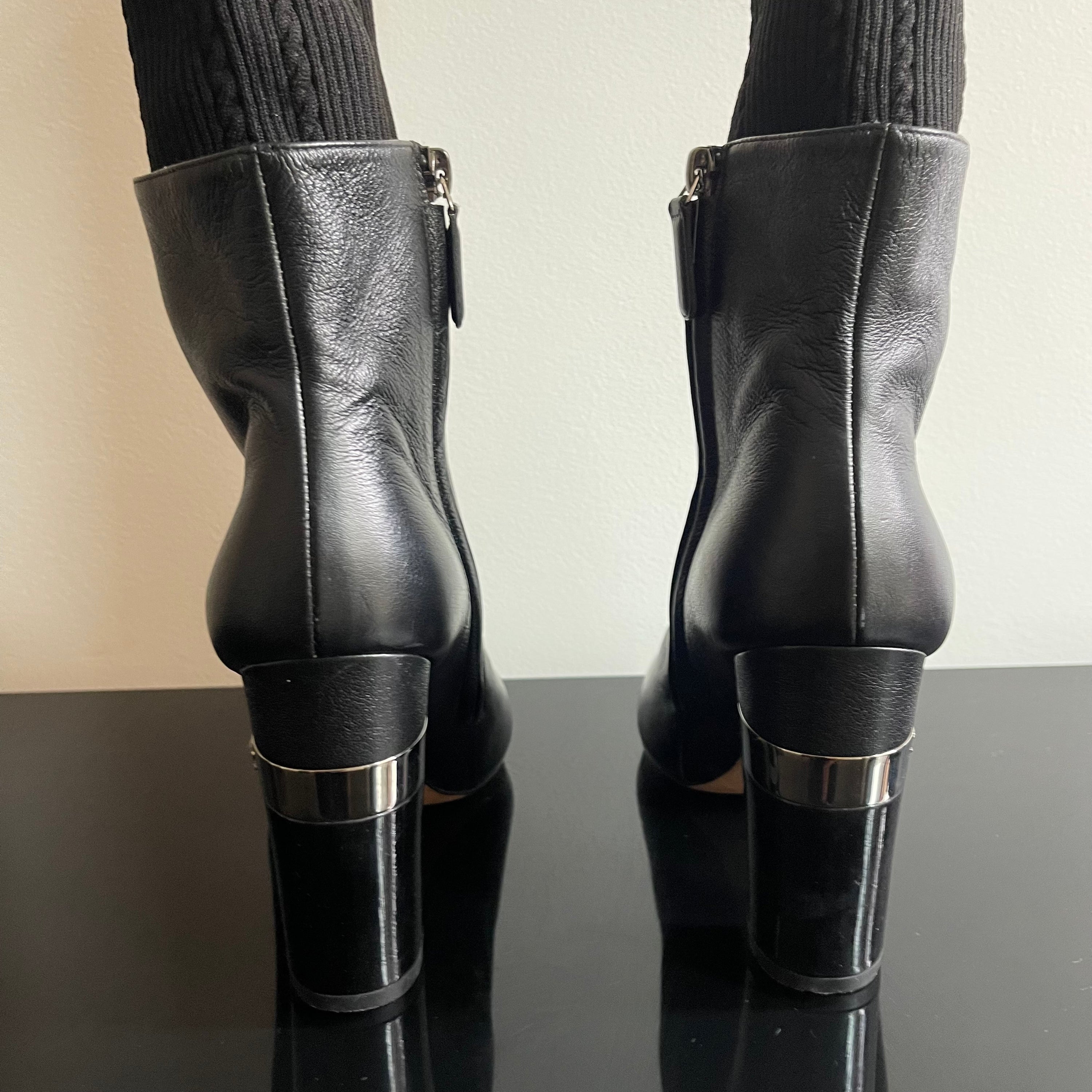 Chanel Black Leather Ankle Sock Boots