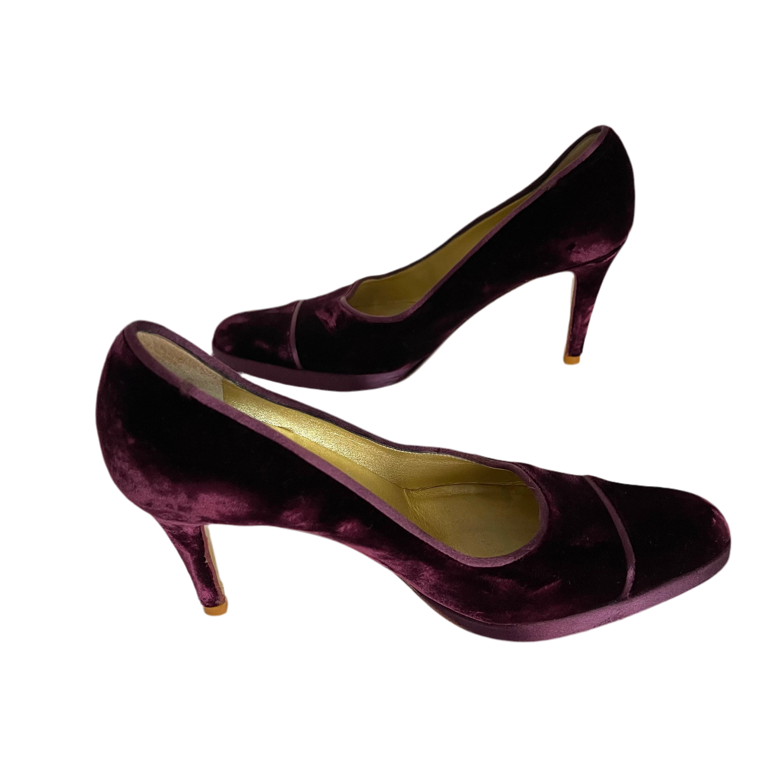 Chanel Burgundy Velvet Pumps