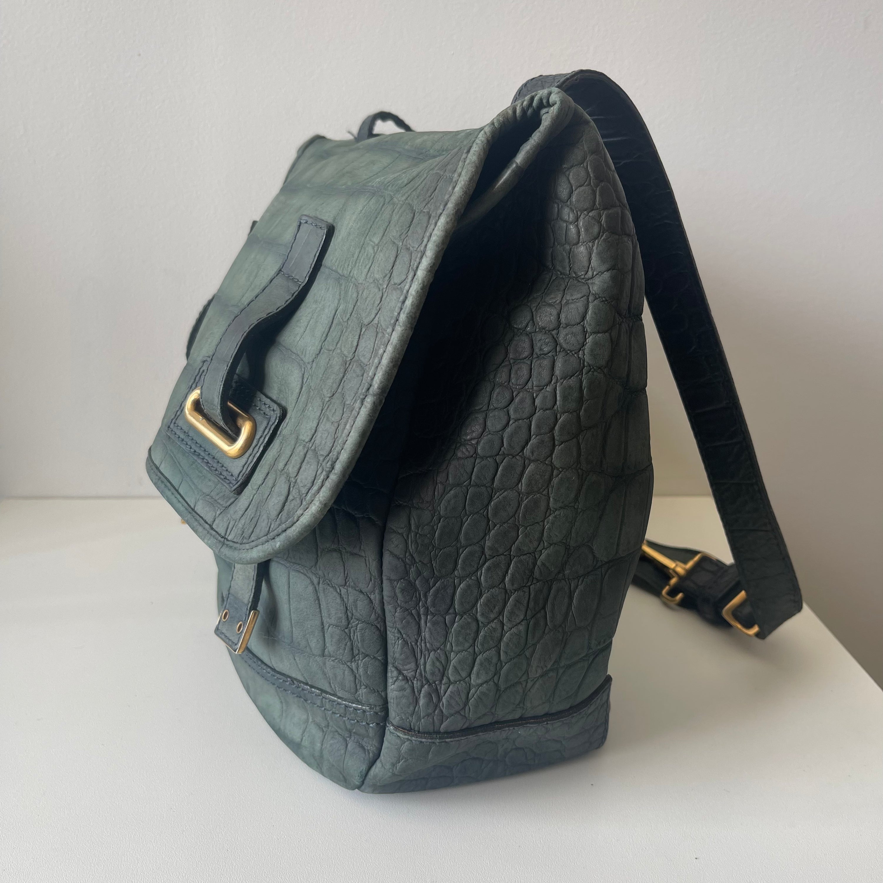 Yves Saint Laurent Green Croco Bag