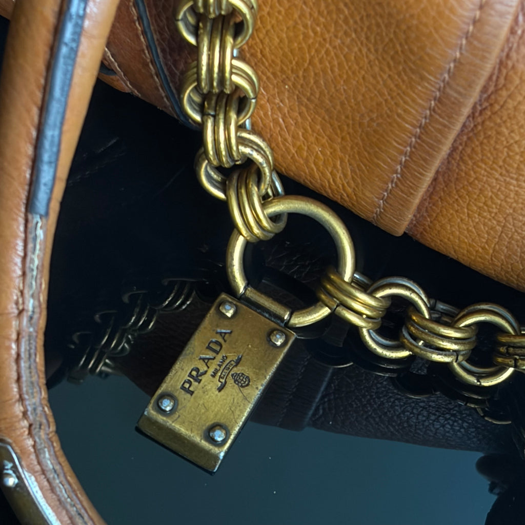 Prada Boston Chain Vitello Leather Bag