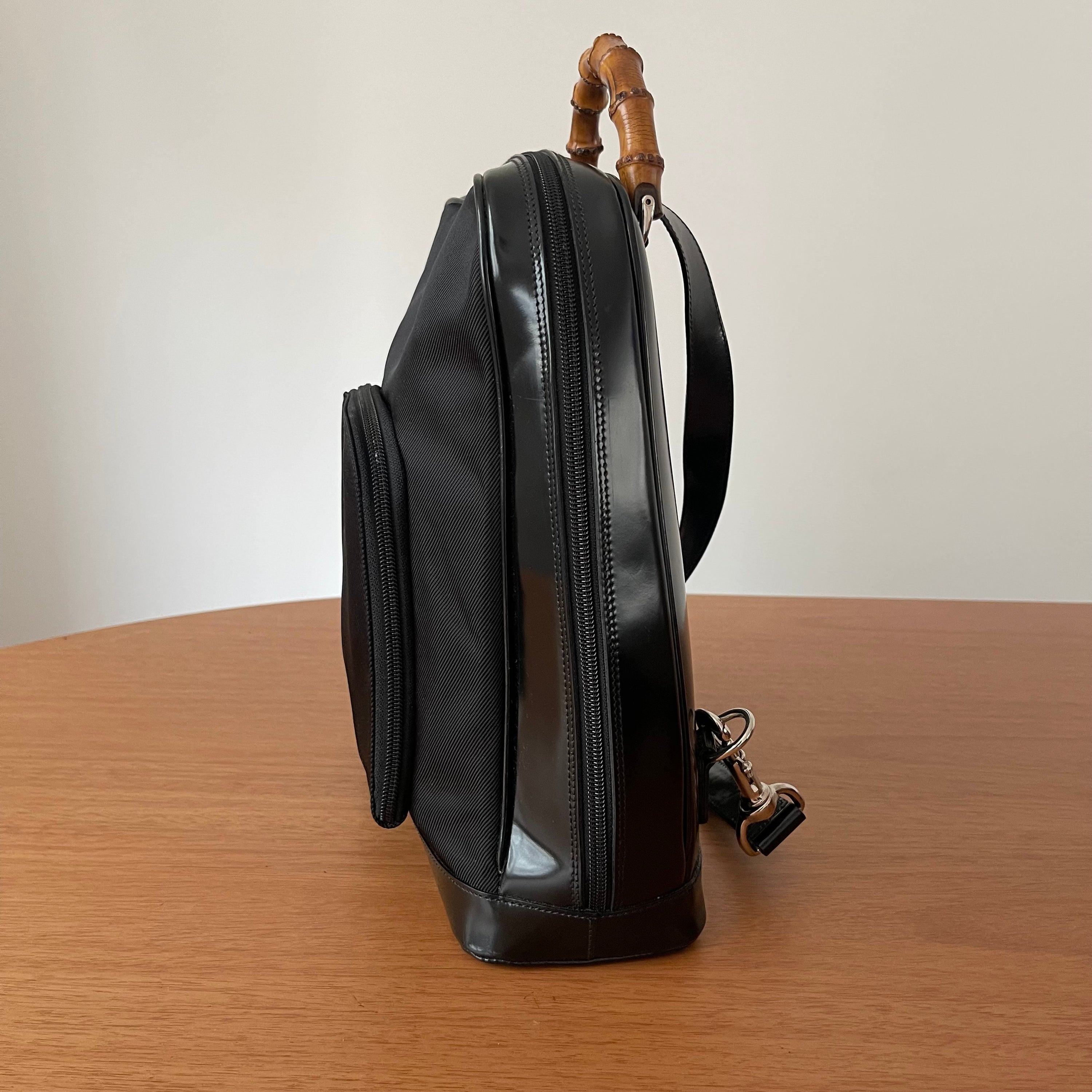 Gucci Bamboo Sling Patent Leather Backpack