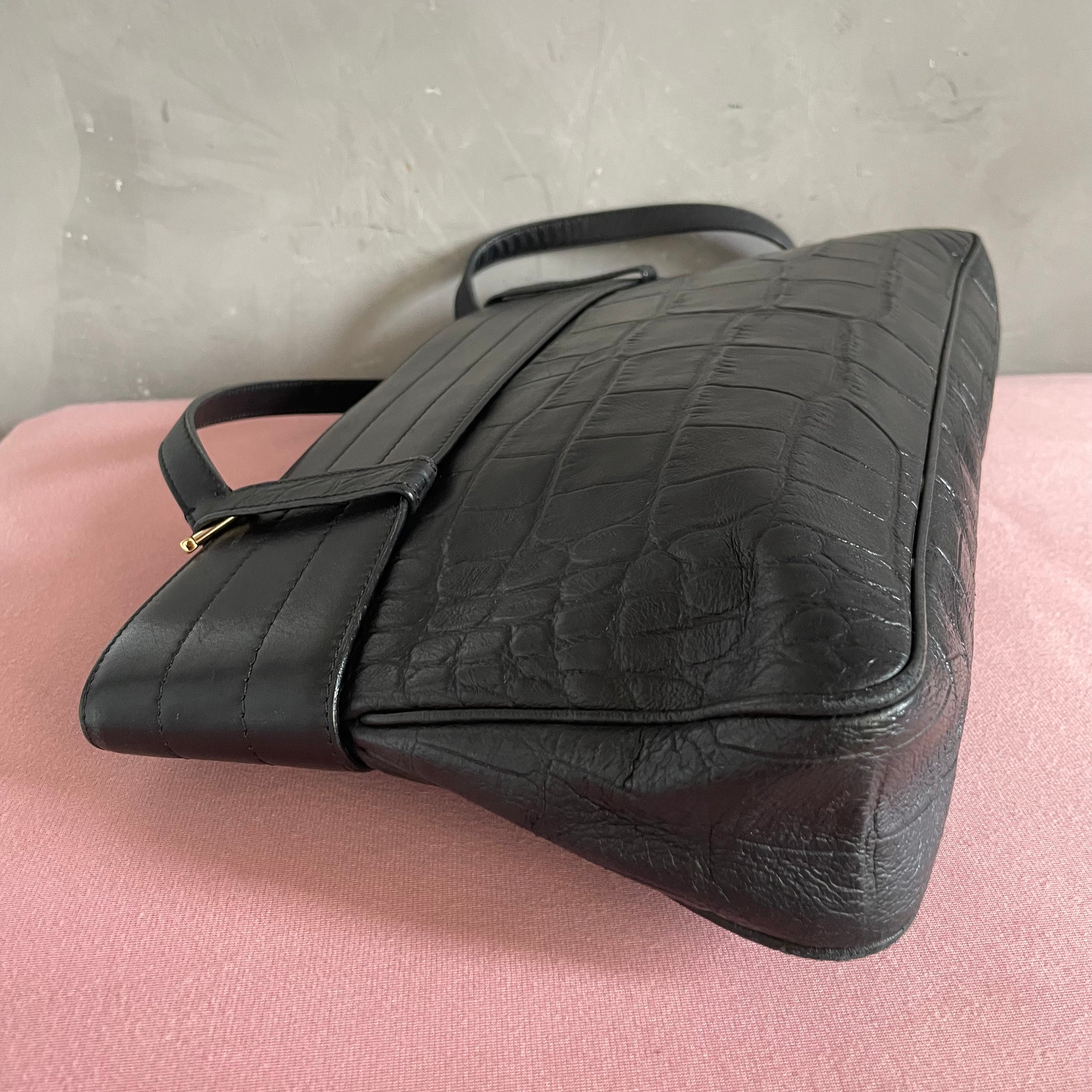 Gianni Versace Leather Croco Shoulder Bag