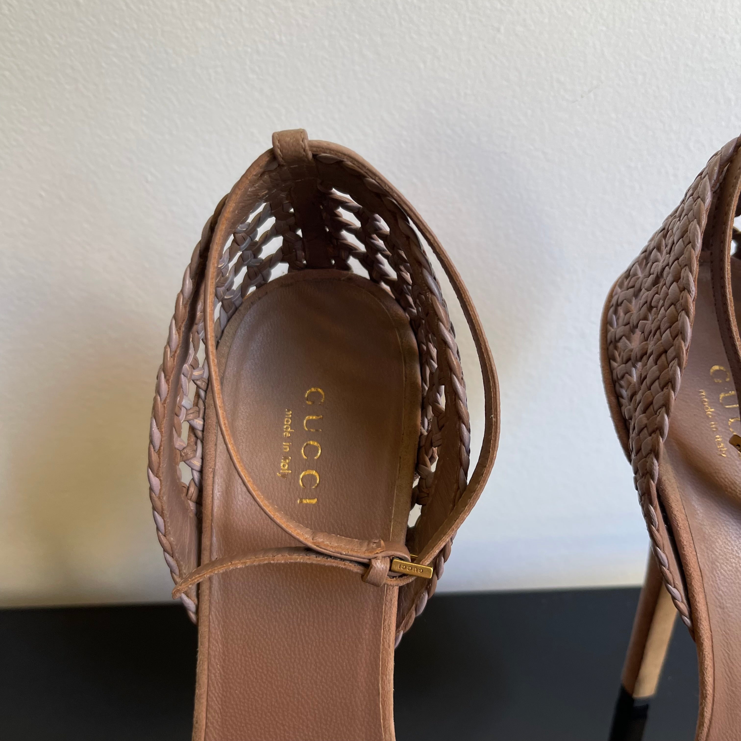 Gucci Suede Braided Accents D'Orsay Pumps