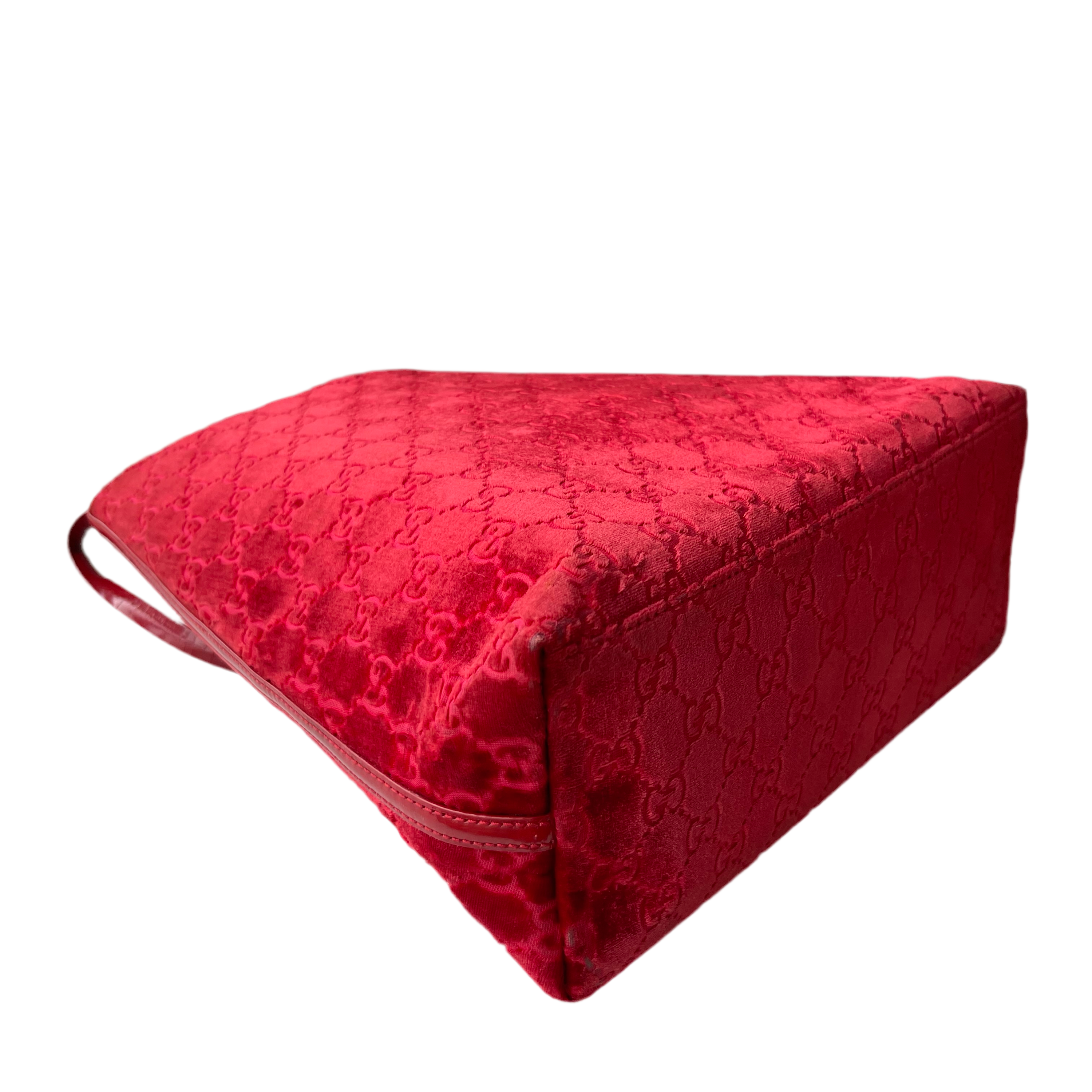 Gucci by Tom Ford Red Velvet Monogram Shoulder Bag