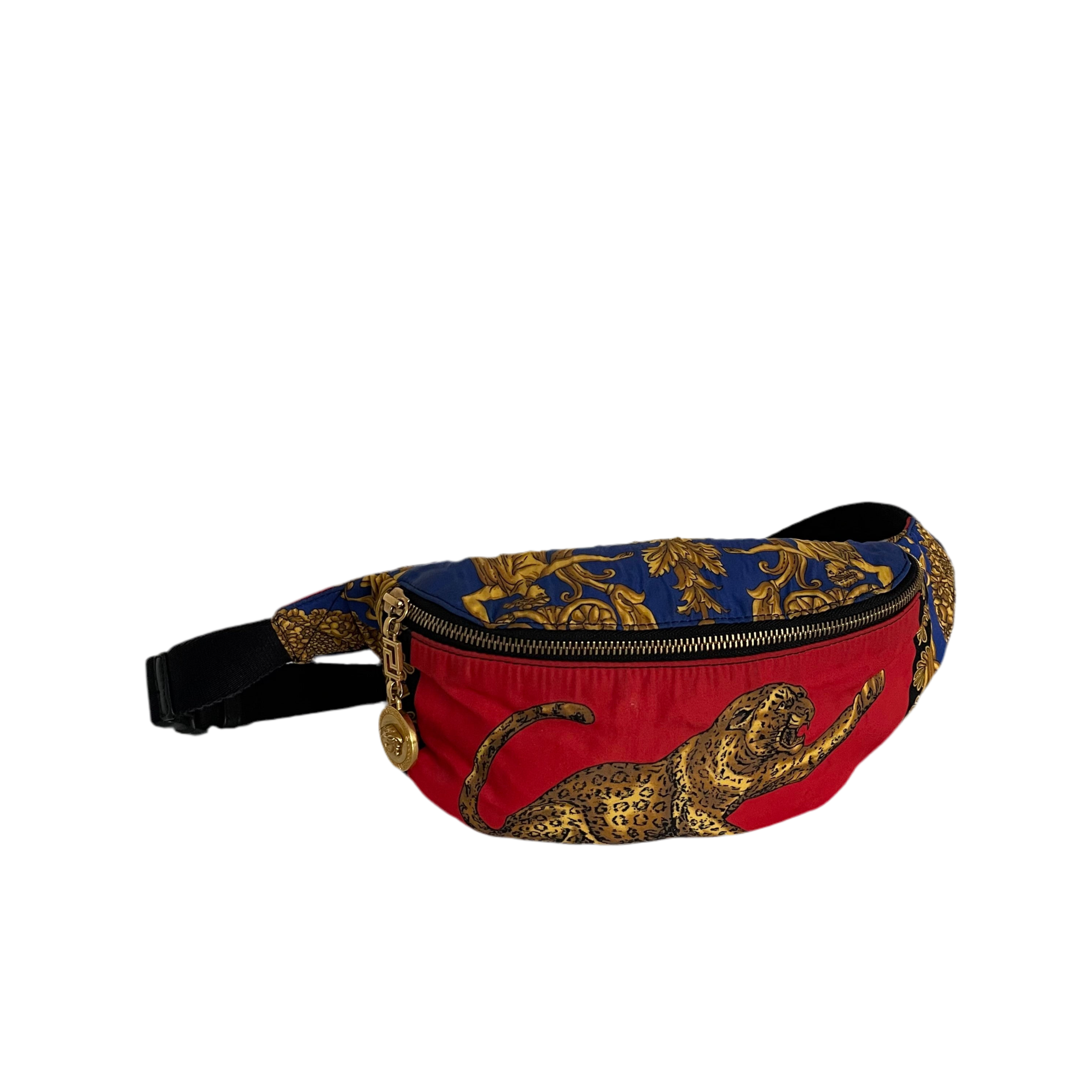 Versace Baroque and Leopard Print Nylon Belt Bag