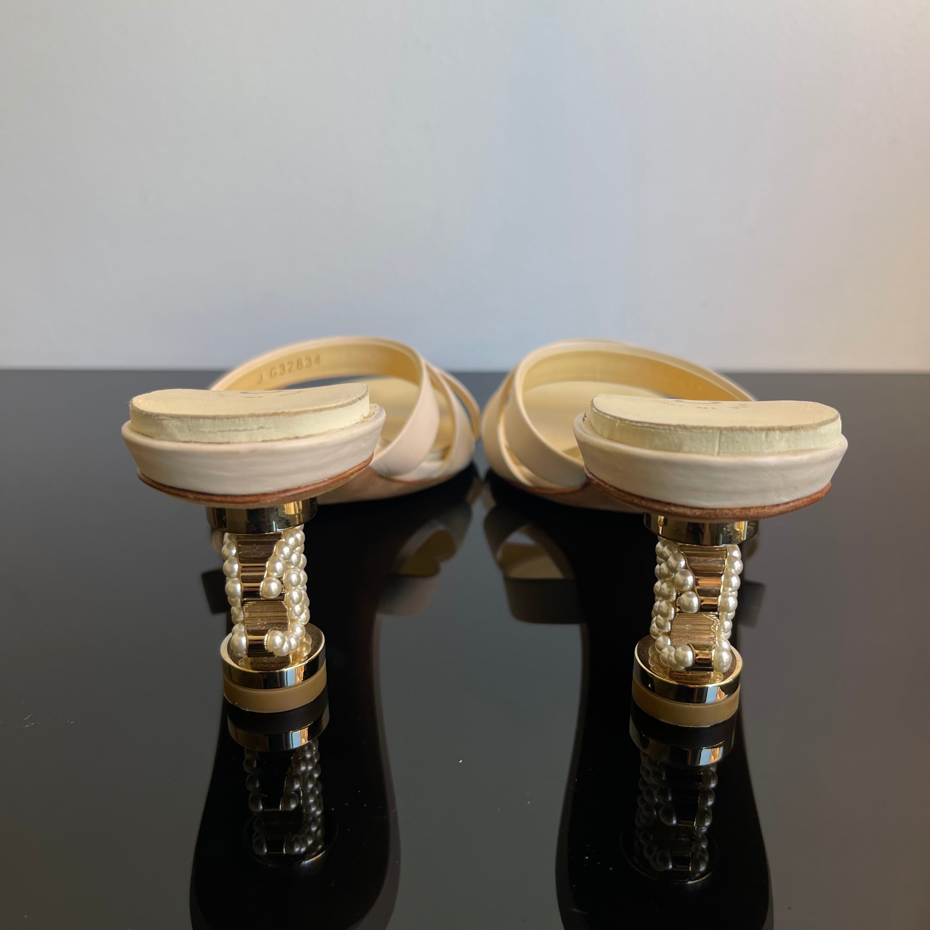 Chanel Vintage Pearl Logo Heels