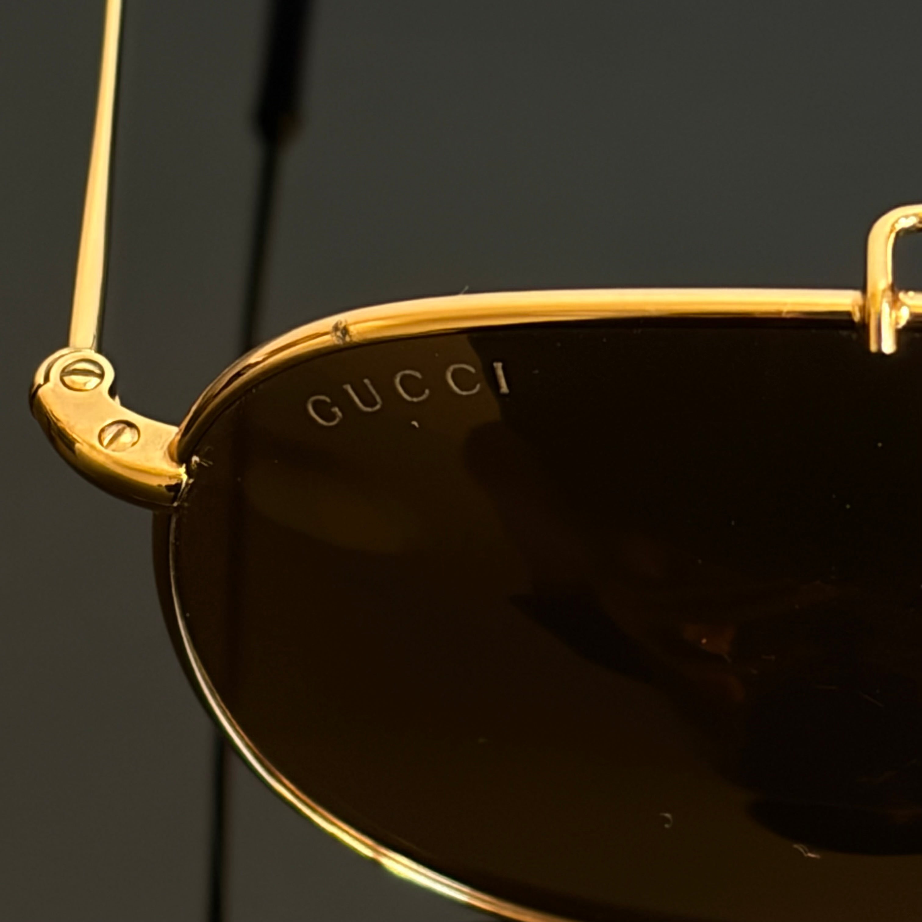 Gucci Gold Plated Bamboo Aviator Sunglasses