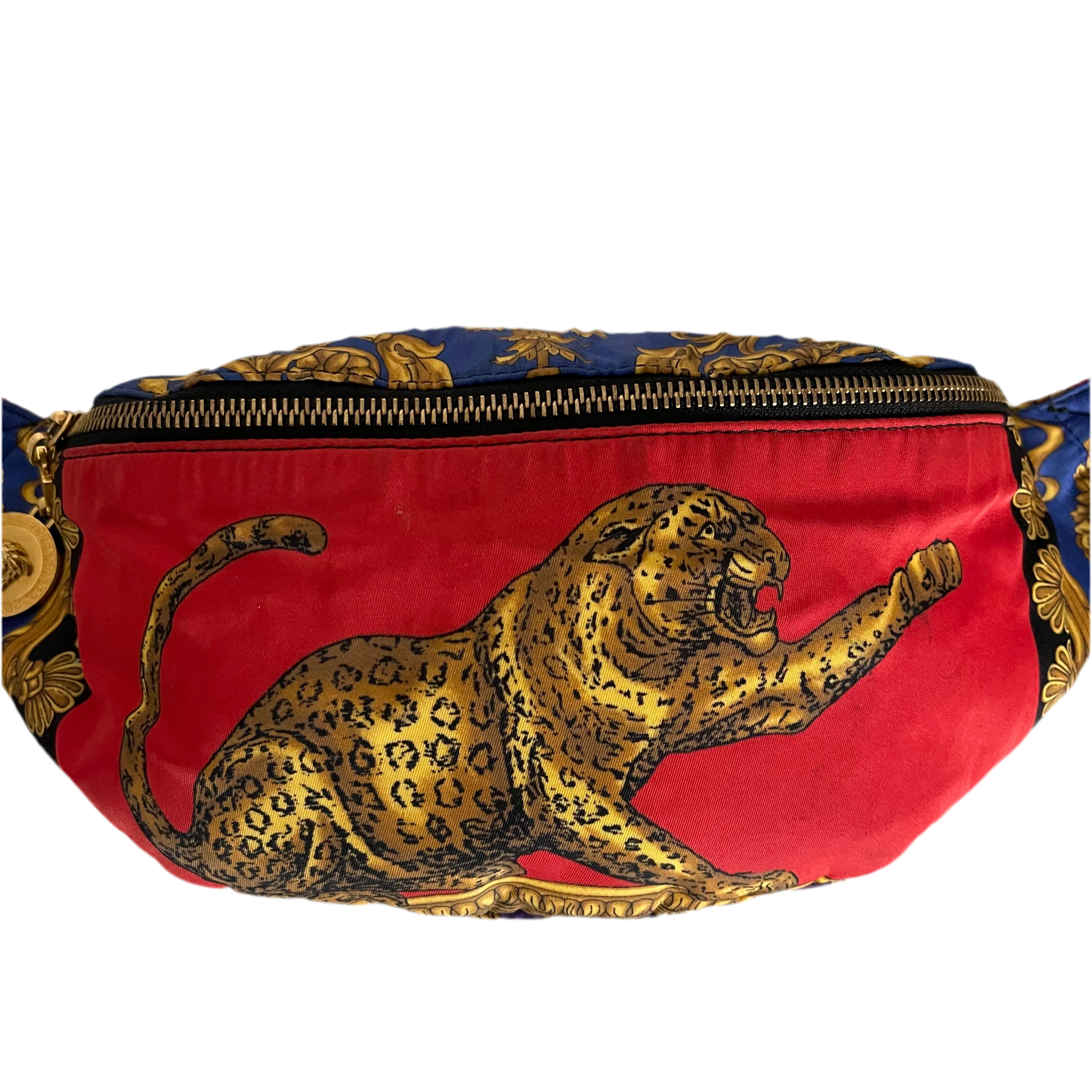 Versace Baroque and Leopard Print Nylon Belt Bag