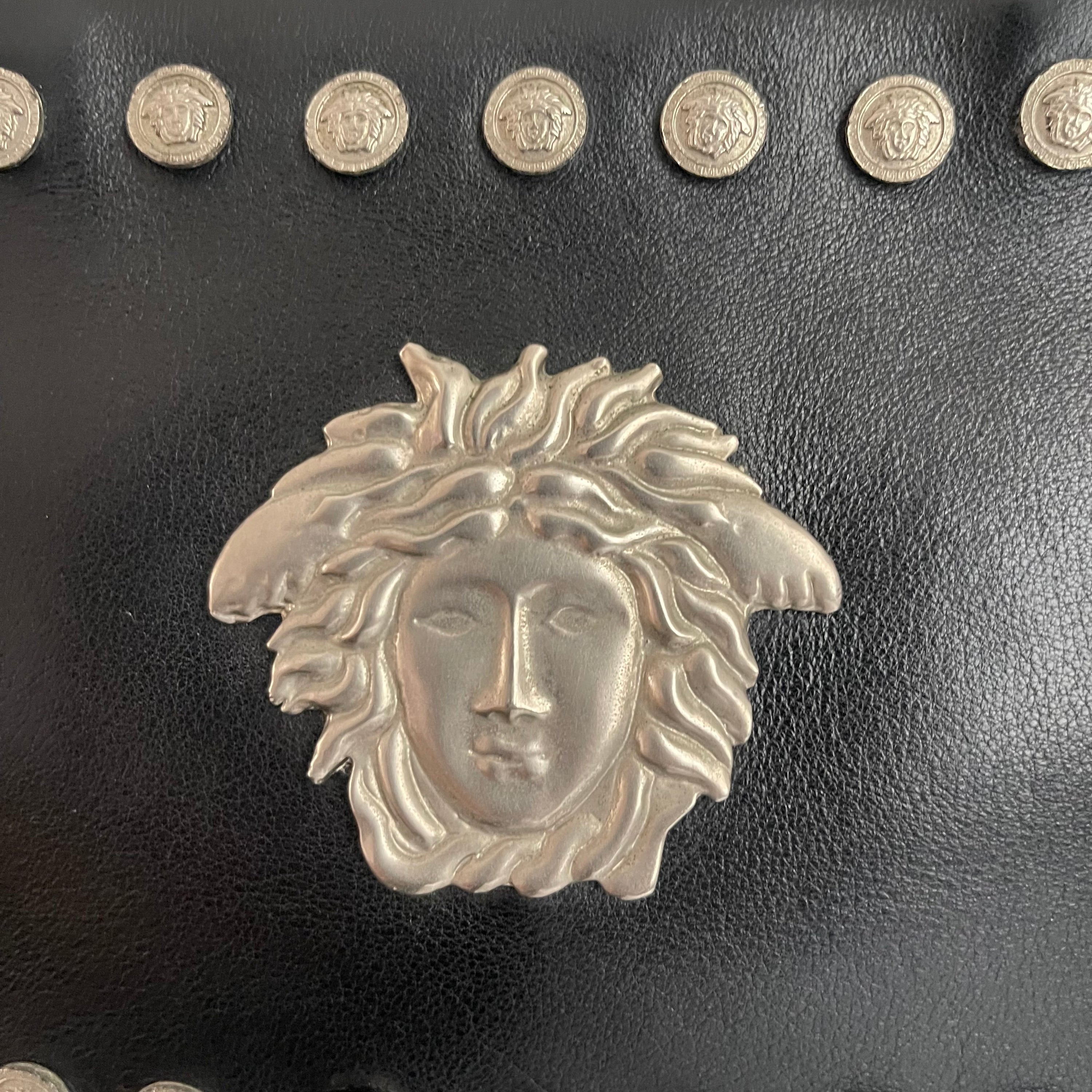 Gianni Versace 90s Medusa Studs Leather Bag