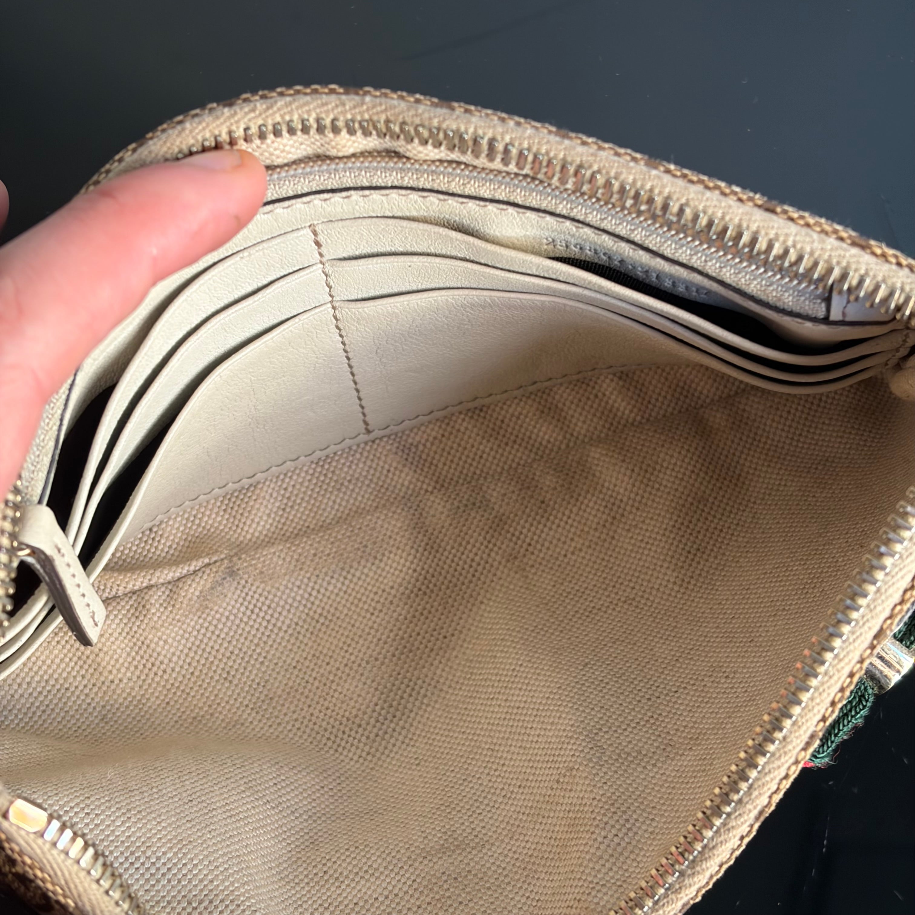 Gucci Monogram Mayfair Wristlet Bag