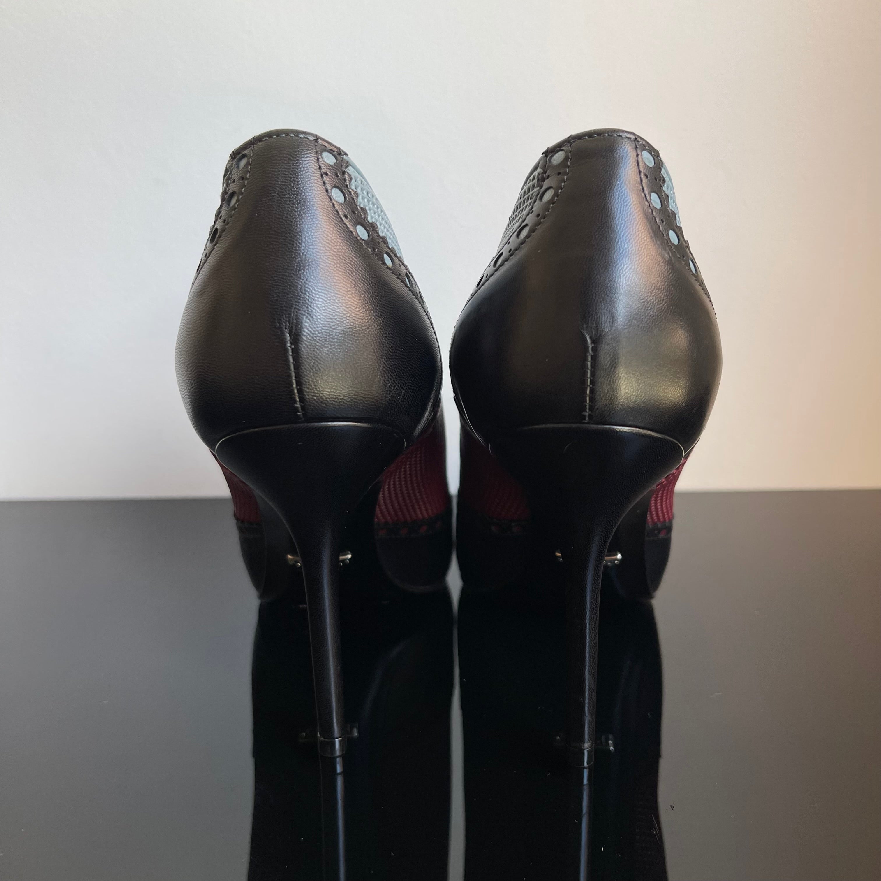 Gucci Calfskin Gia Oxford Stiletto Ankle Boots
