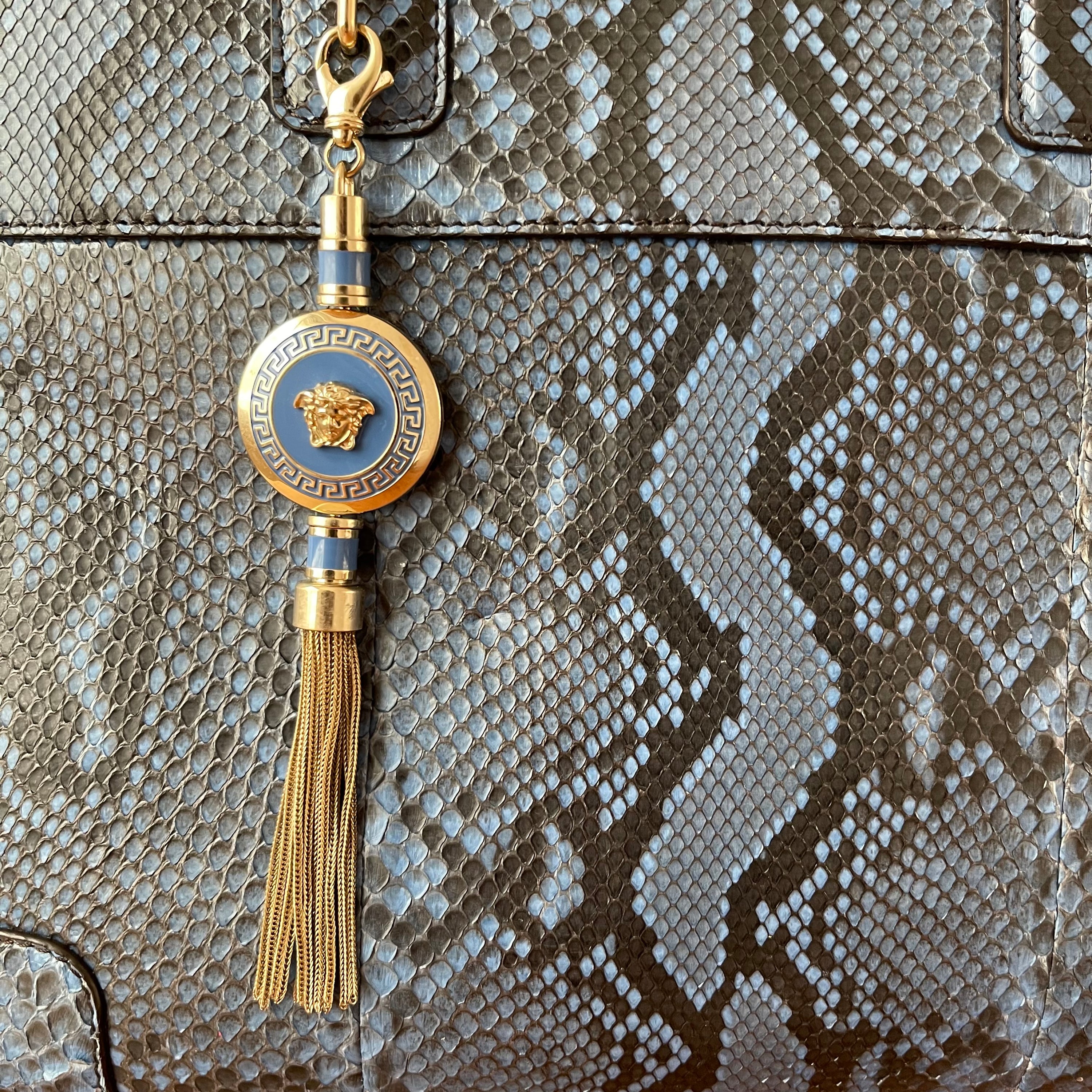 Versace Blue Python Athena Vanitas Bag
