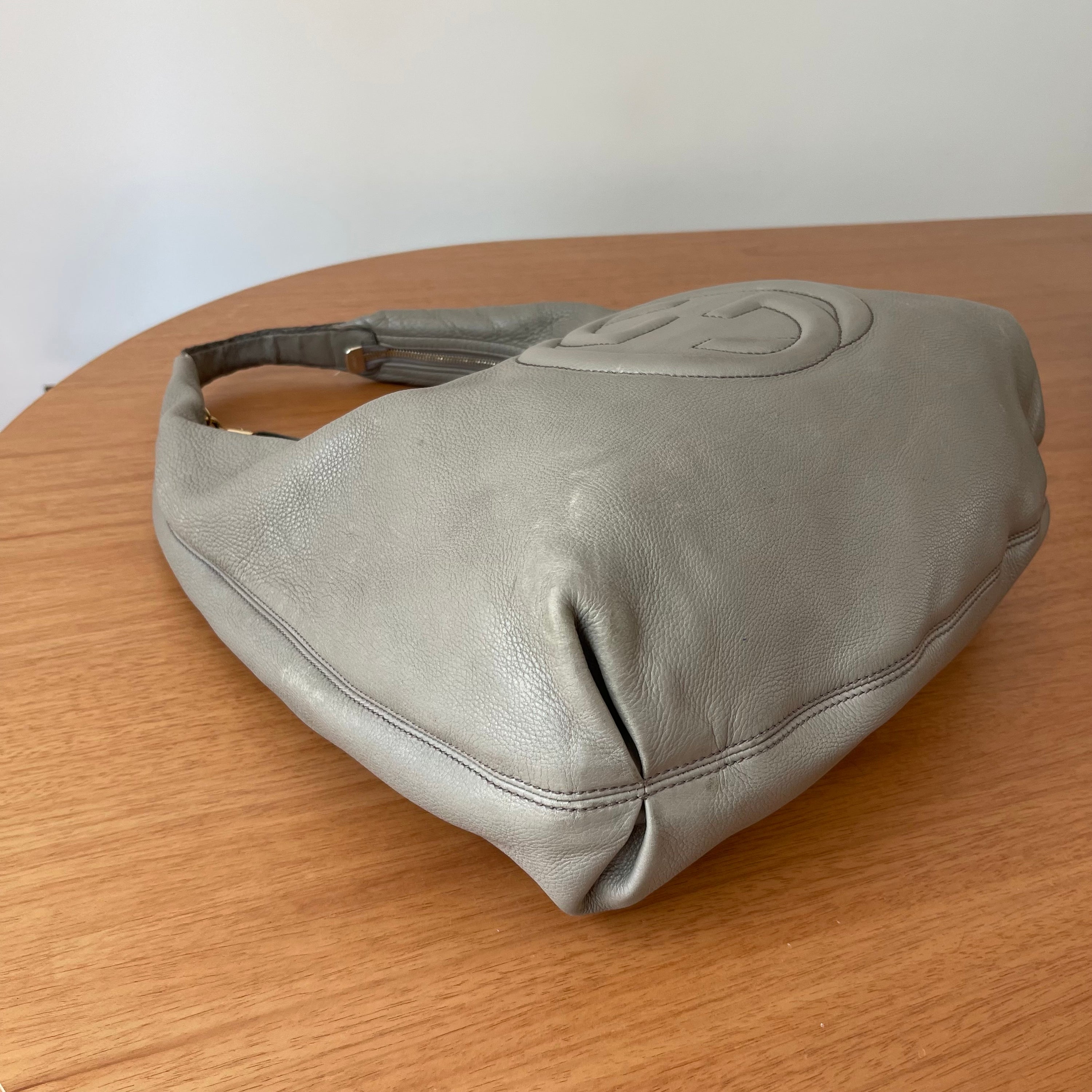 Gucci Soho Hobo Grey Leather Shoulder Bag