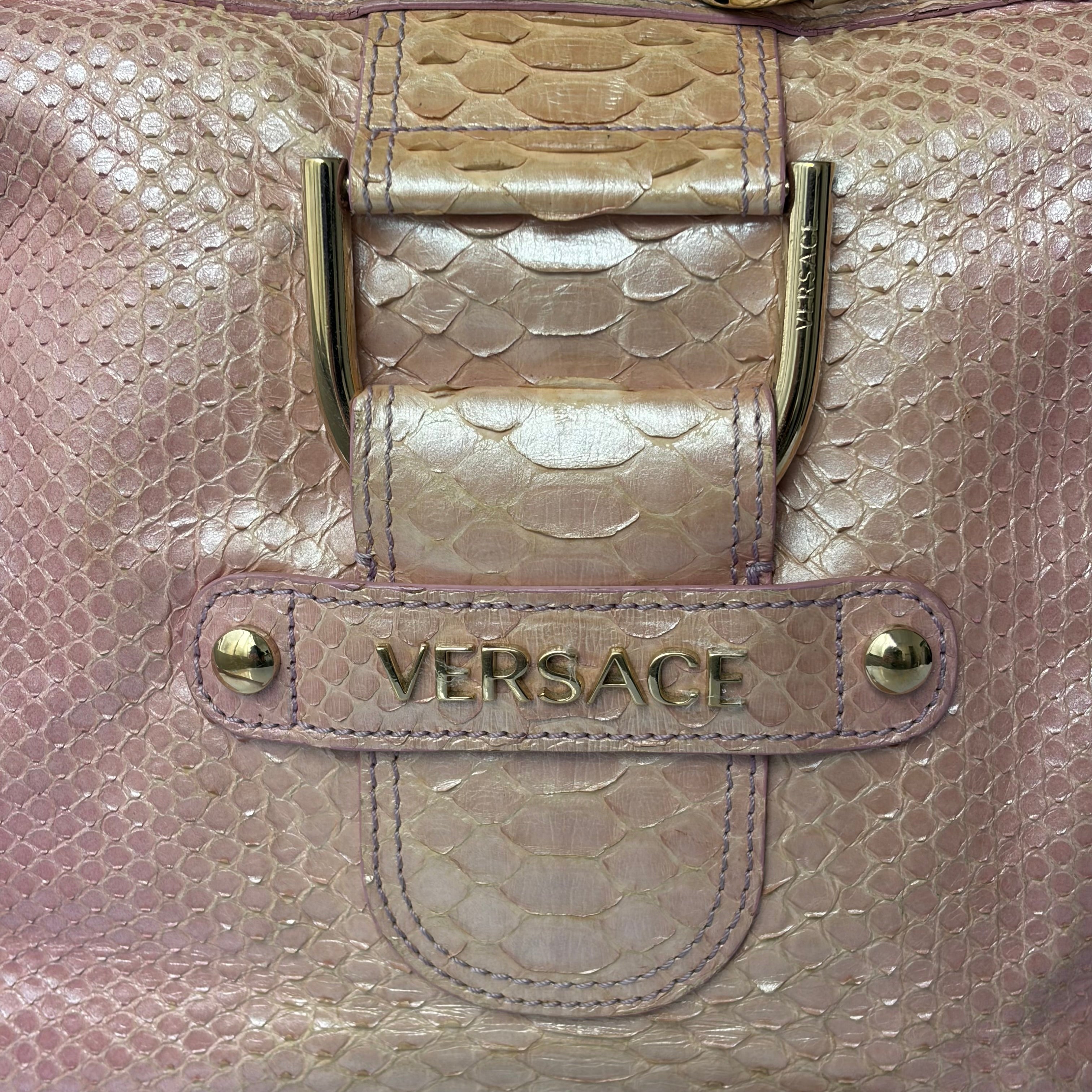 Versace Pink Python Tote Bag