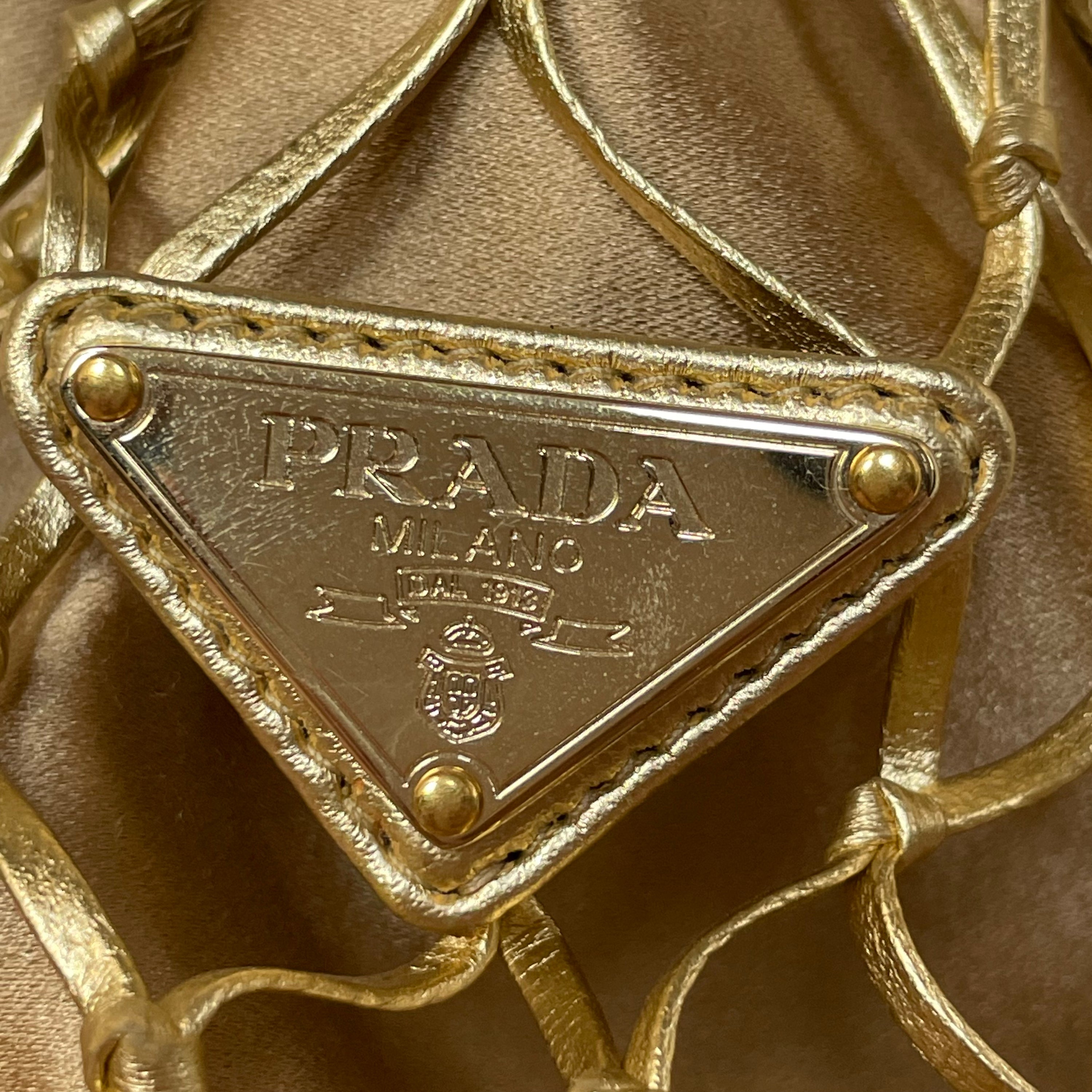Prada Gold Bucket Satin Bag