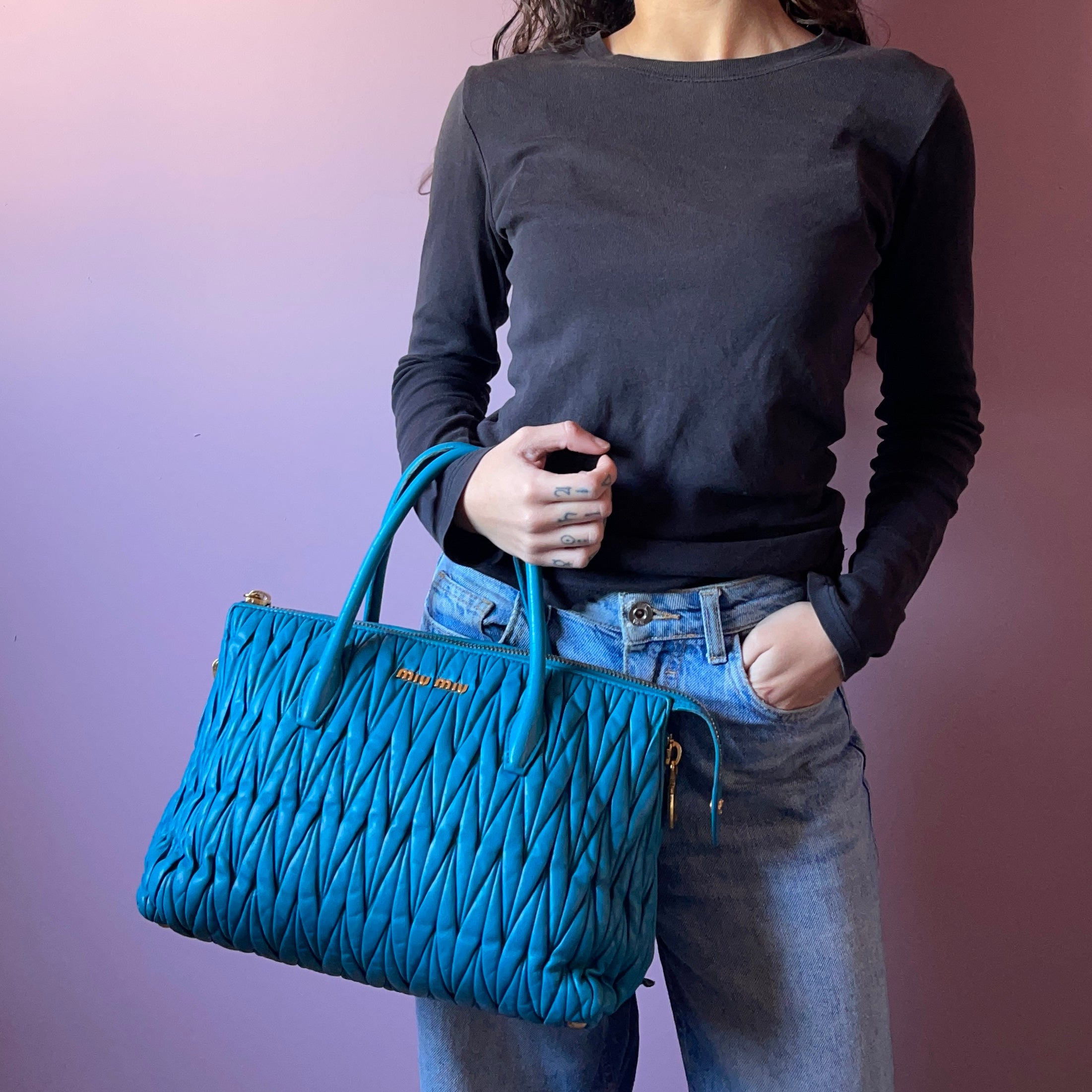 Miu Miu Leather Side Zip Bag