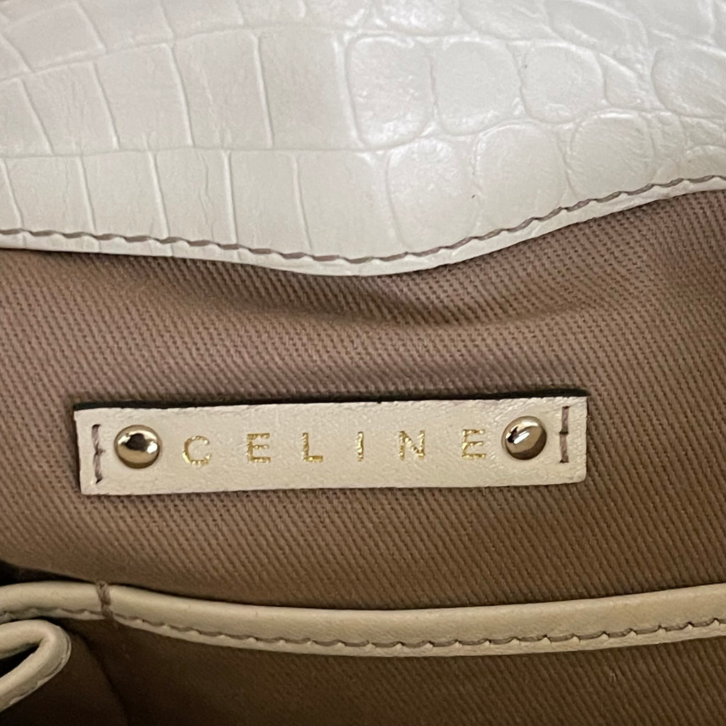 Céline Ivory Monogram Canvas Leather Tassel Bag