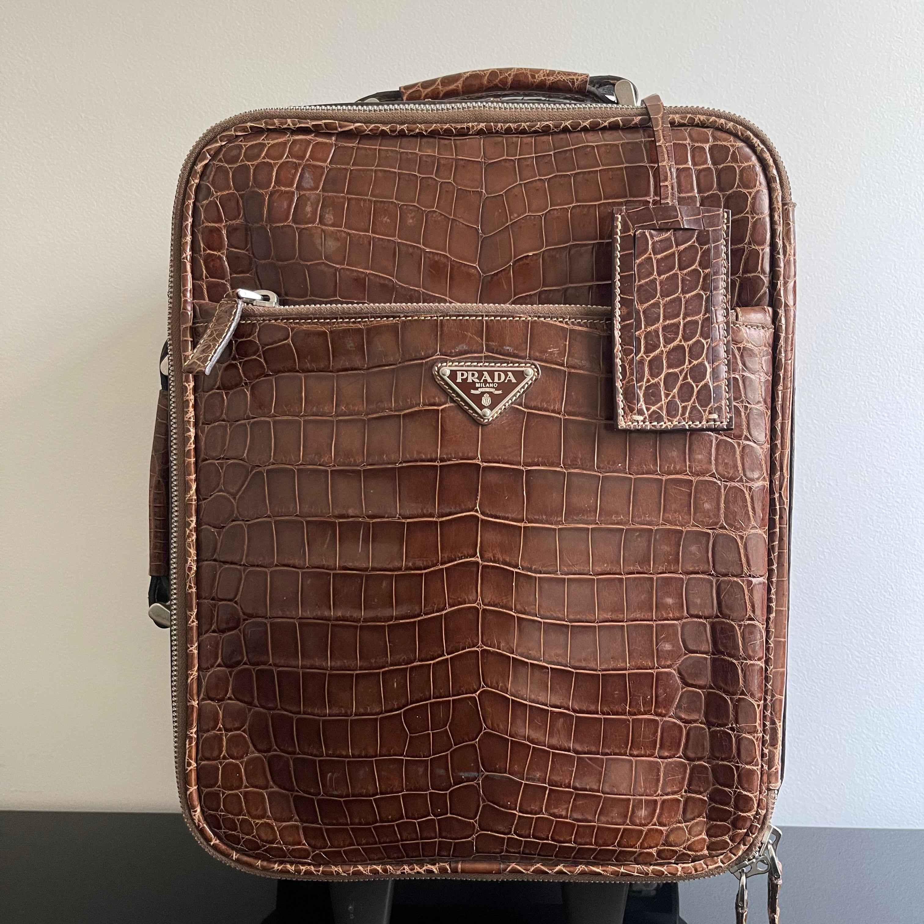 Prada Crocodile Leather Trolley Travel Bag