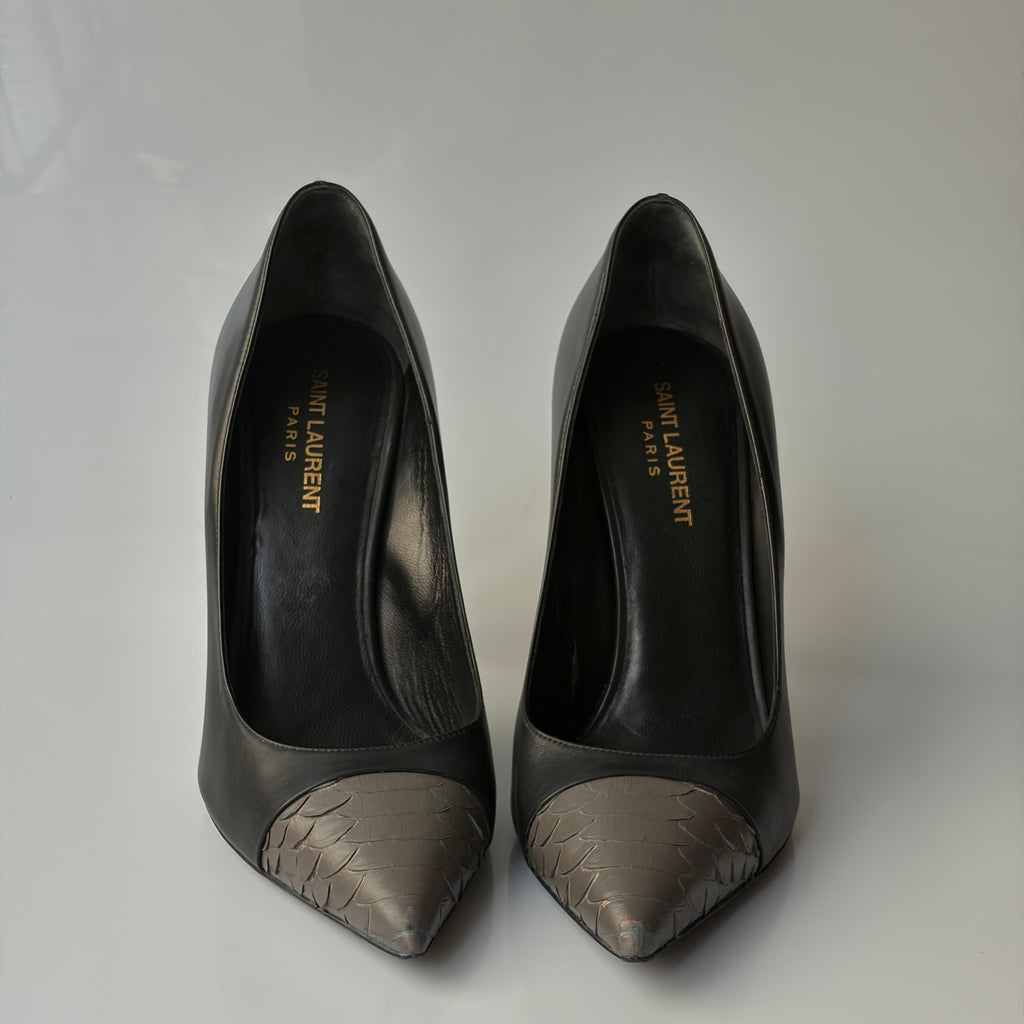 Saint Laurent Paris Zoe Black Leather Heels