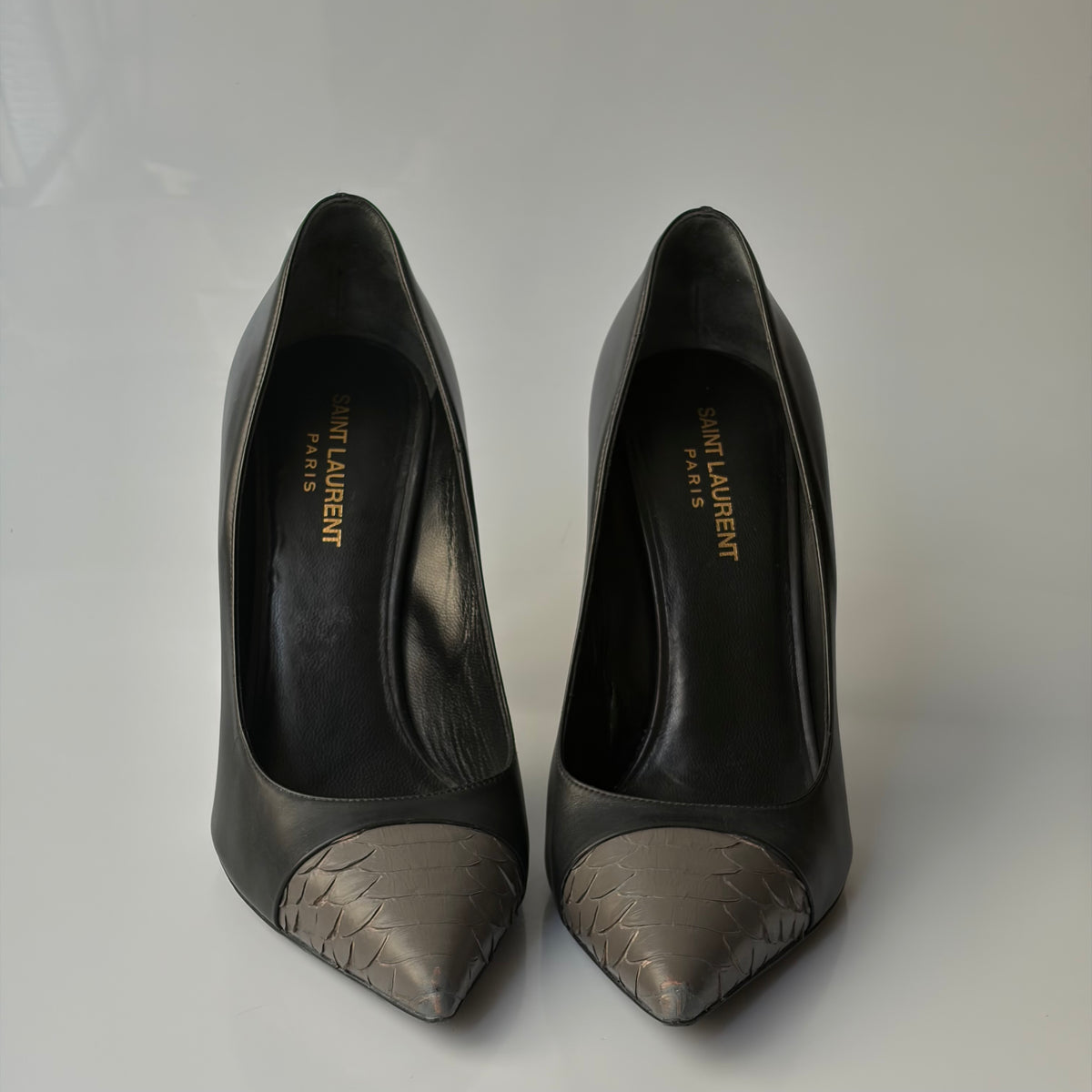 Saint Laurent Paris Zoe Black Leather Heels