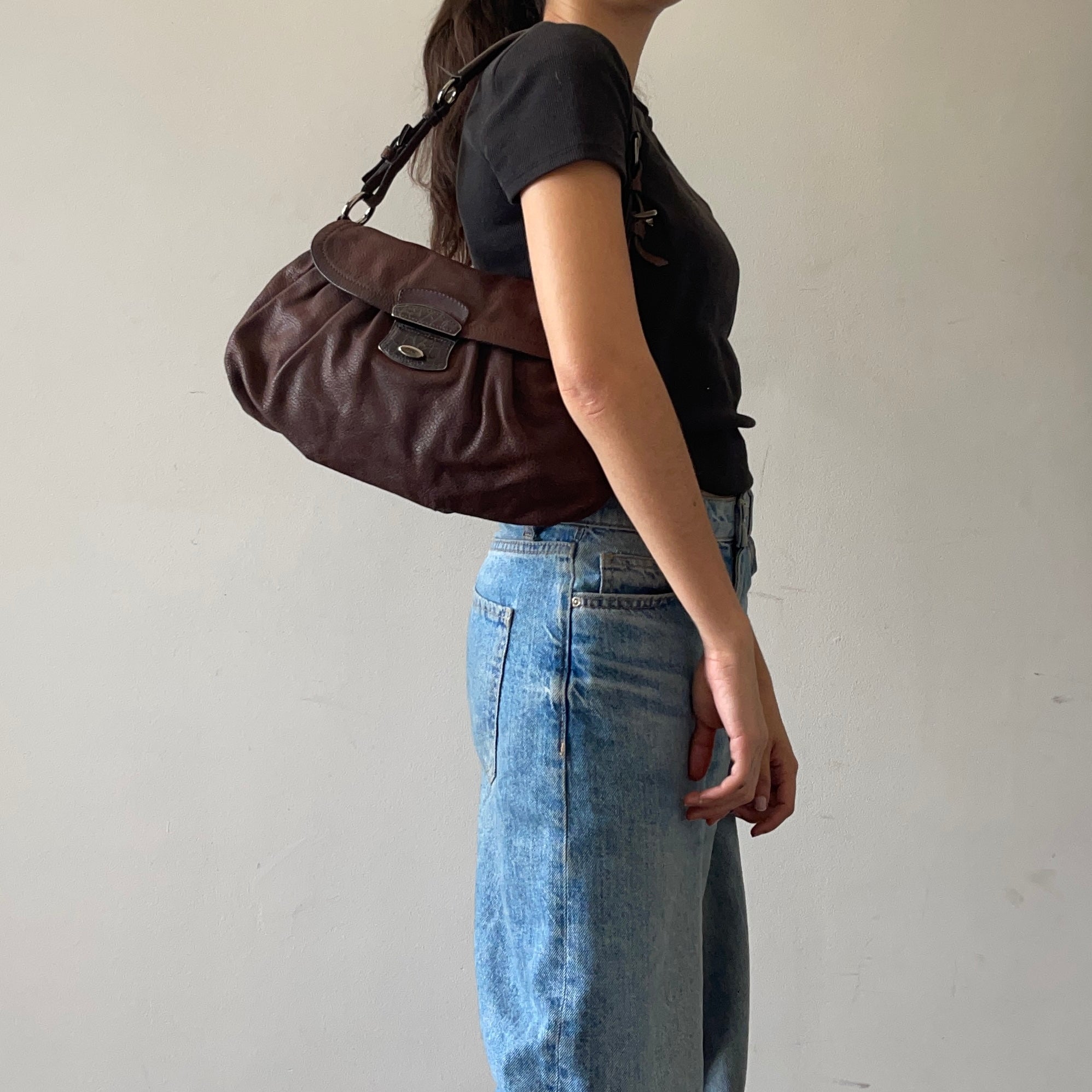 Prada Brown Leather Shoulder Bag