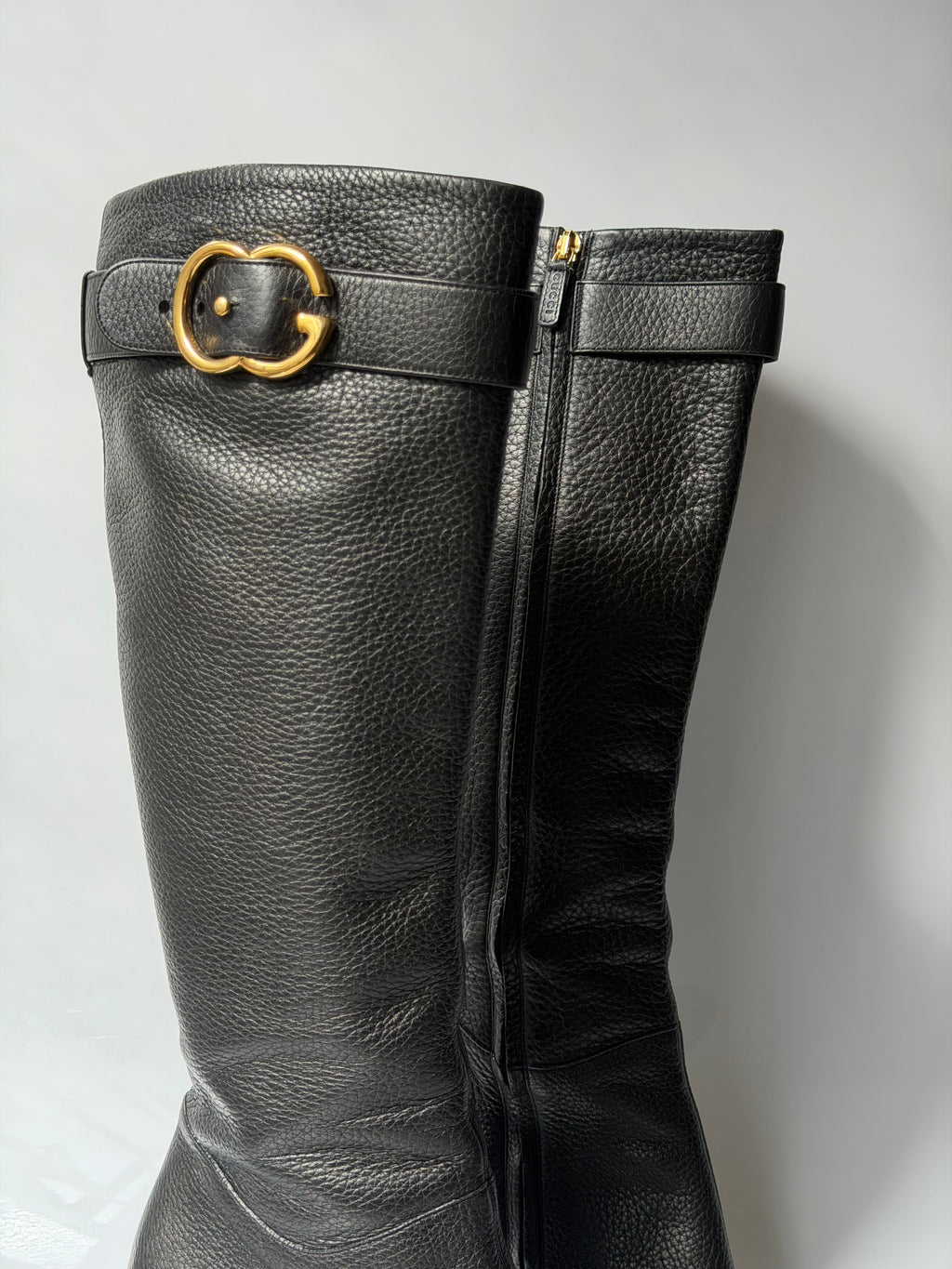 Gucci Double G Logo Leather Boots