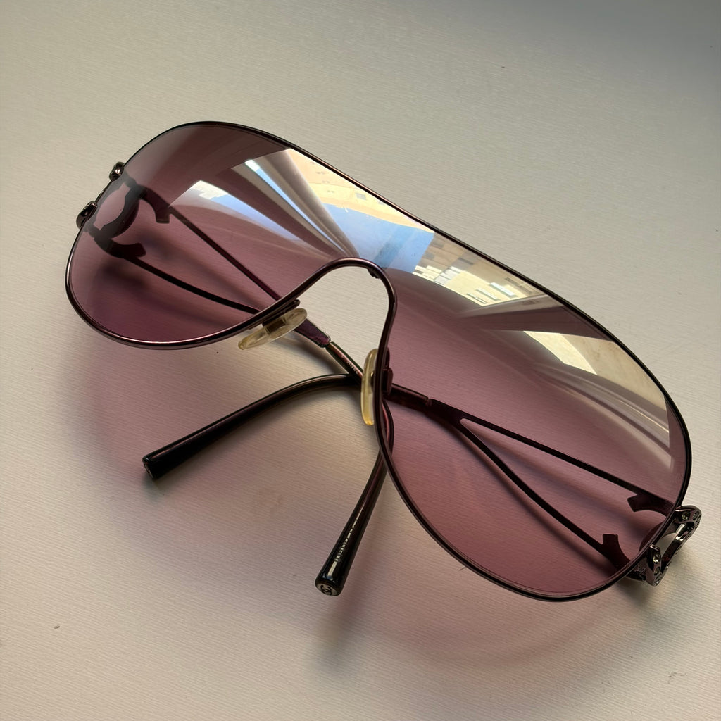 Chanel 2000s Pink Crystal Sunglasses