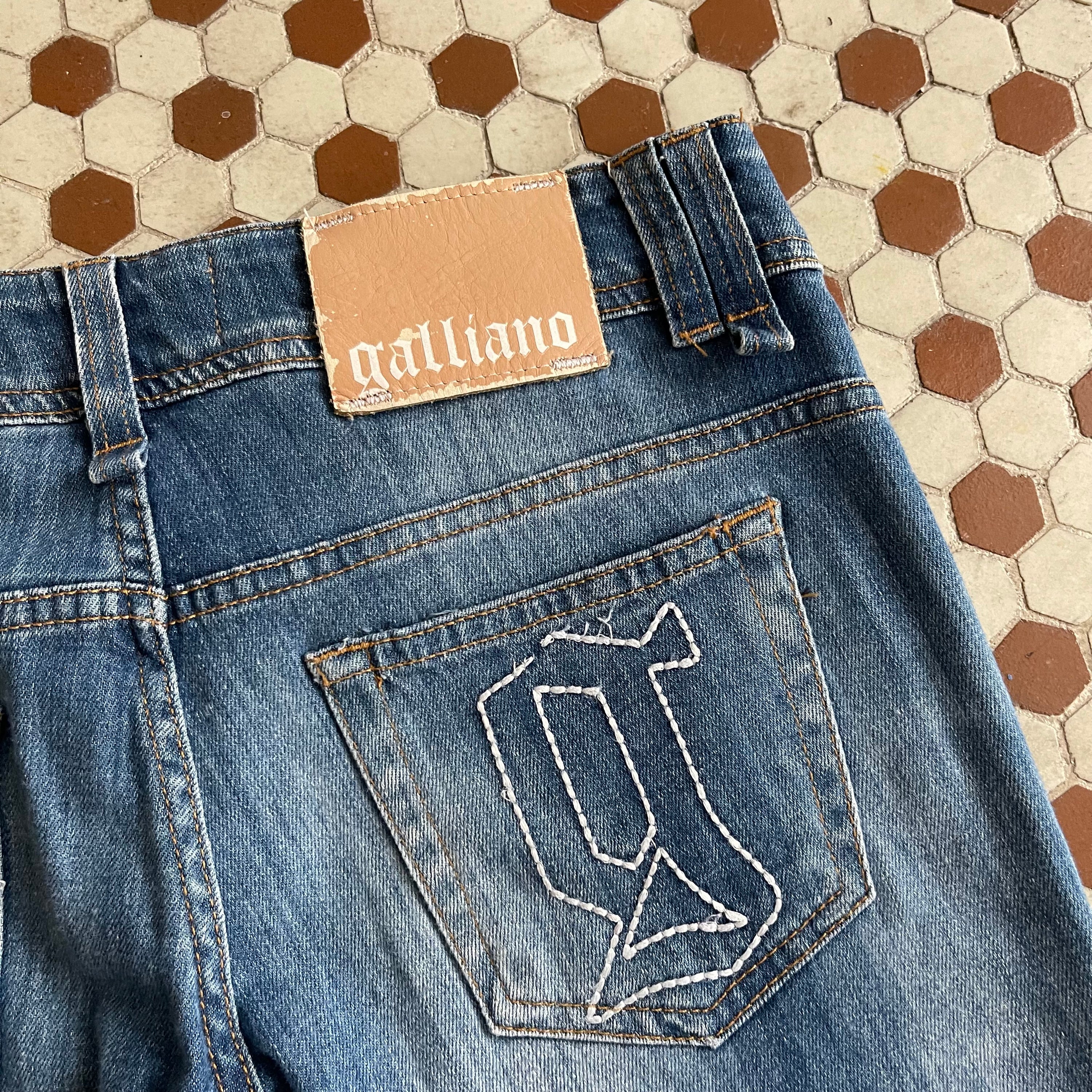 John Galliano 90’s Embroidered Denim Pants