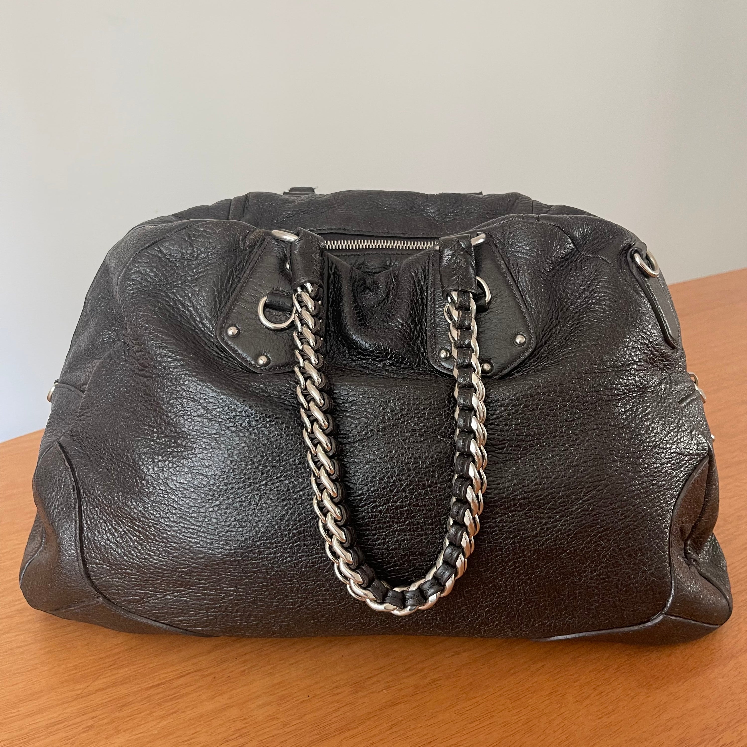 Prada Shimmering Leather Top Handle Bag
