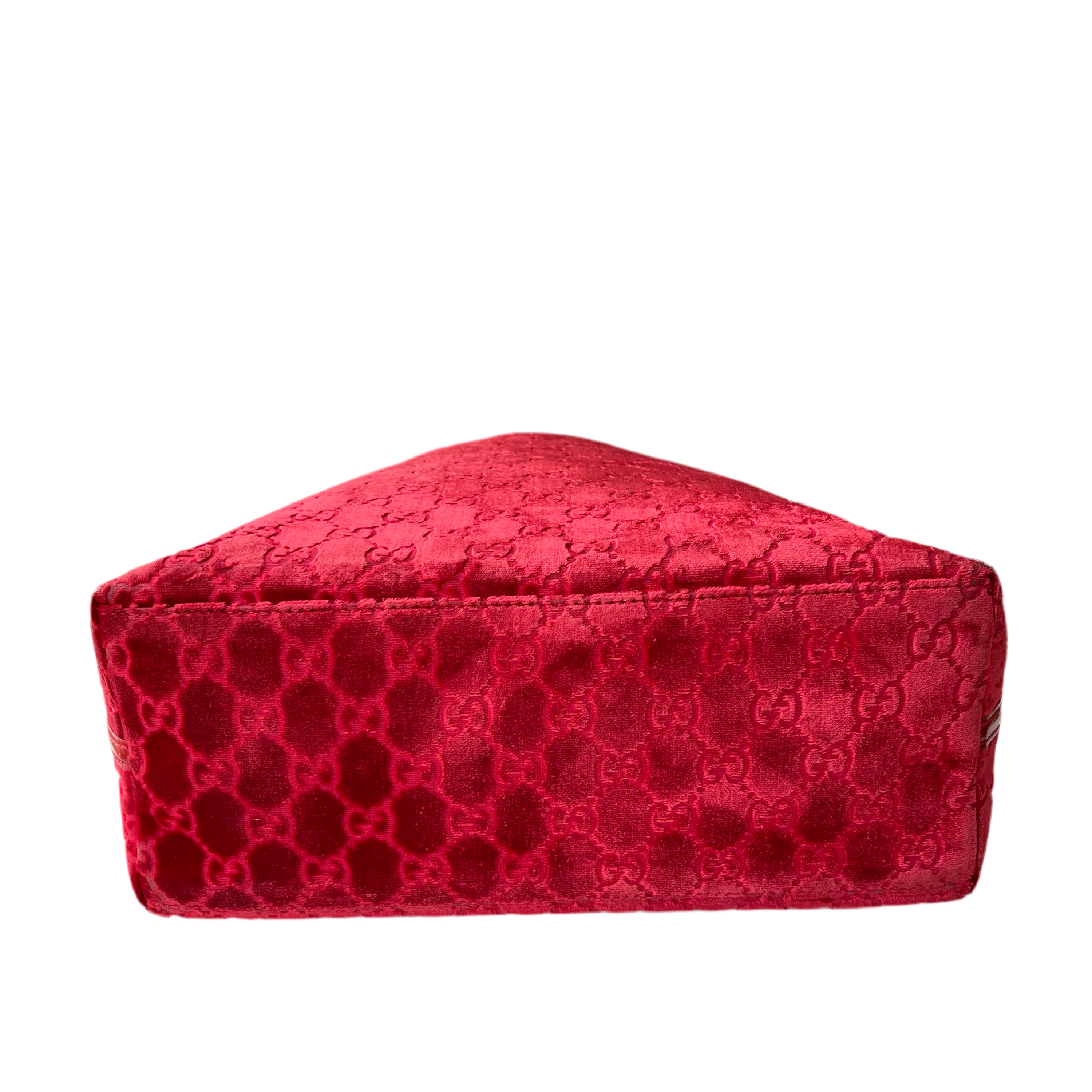 Gucci by Tom Ford Red Velvet Monogram Shoulder Bag
