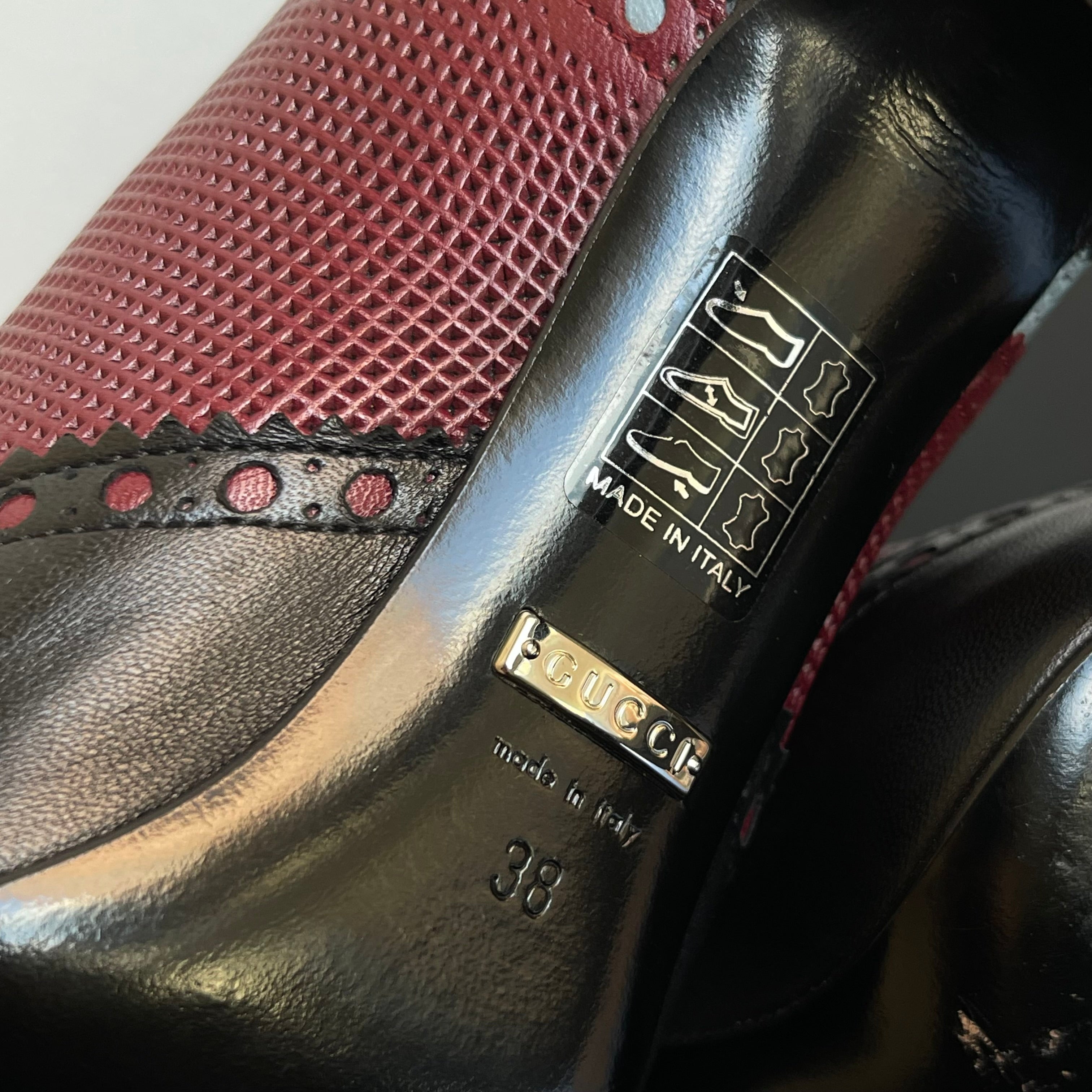 Gucci Calfskin Gia Oxford Stiletto Ankle Boots