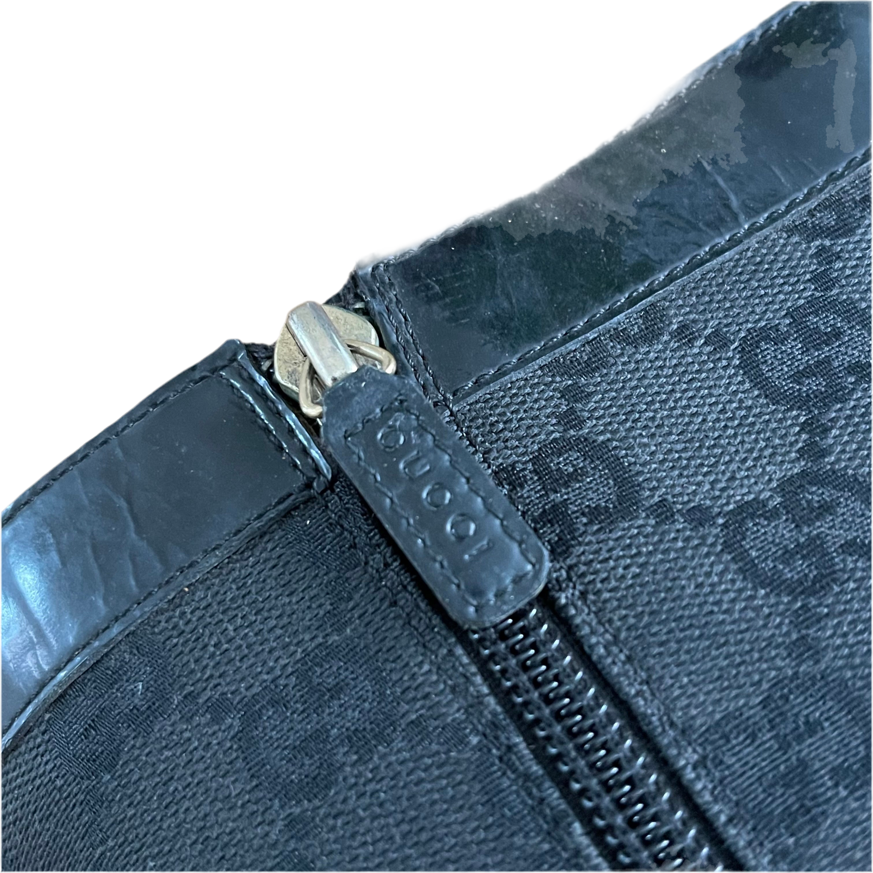 Gucci Black Canvas Monogram Boots