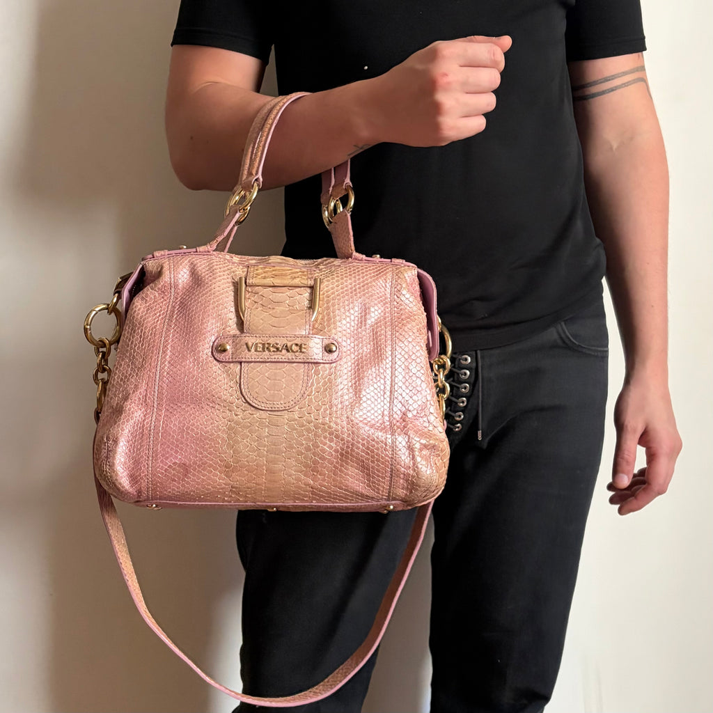 Versace Pink Python Tote Bag