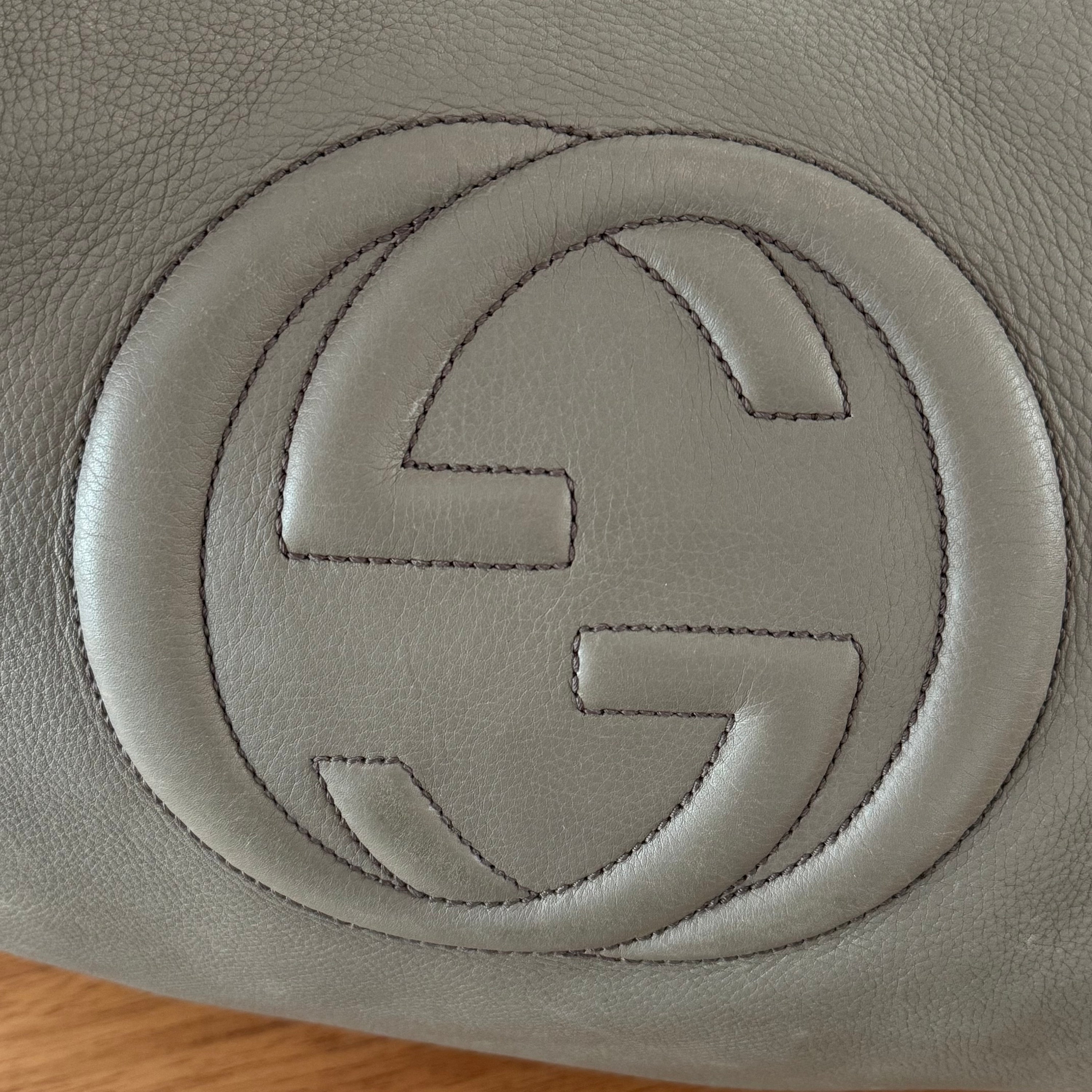 Gucci Soho Hobo Grey Leather Shoulder Bag