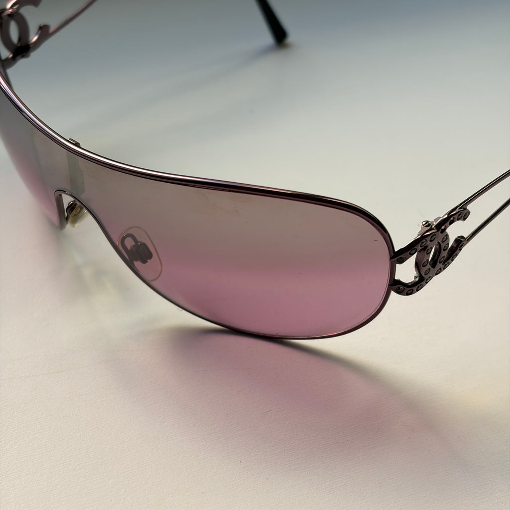 Chanel 2000s Pink Crystal Sunglasses