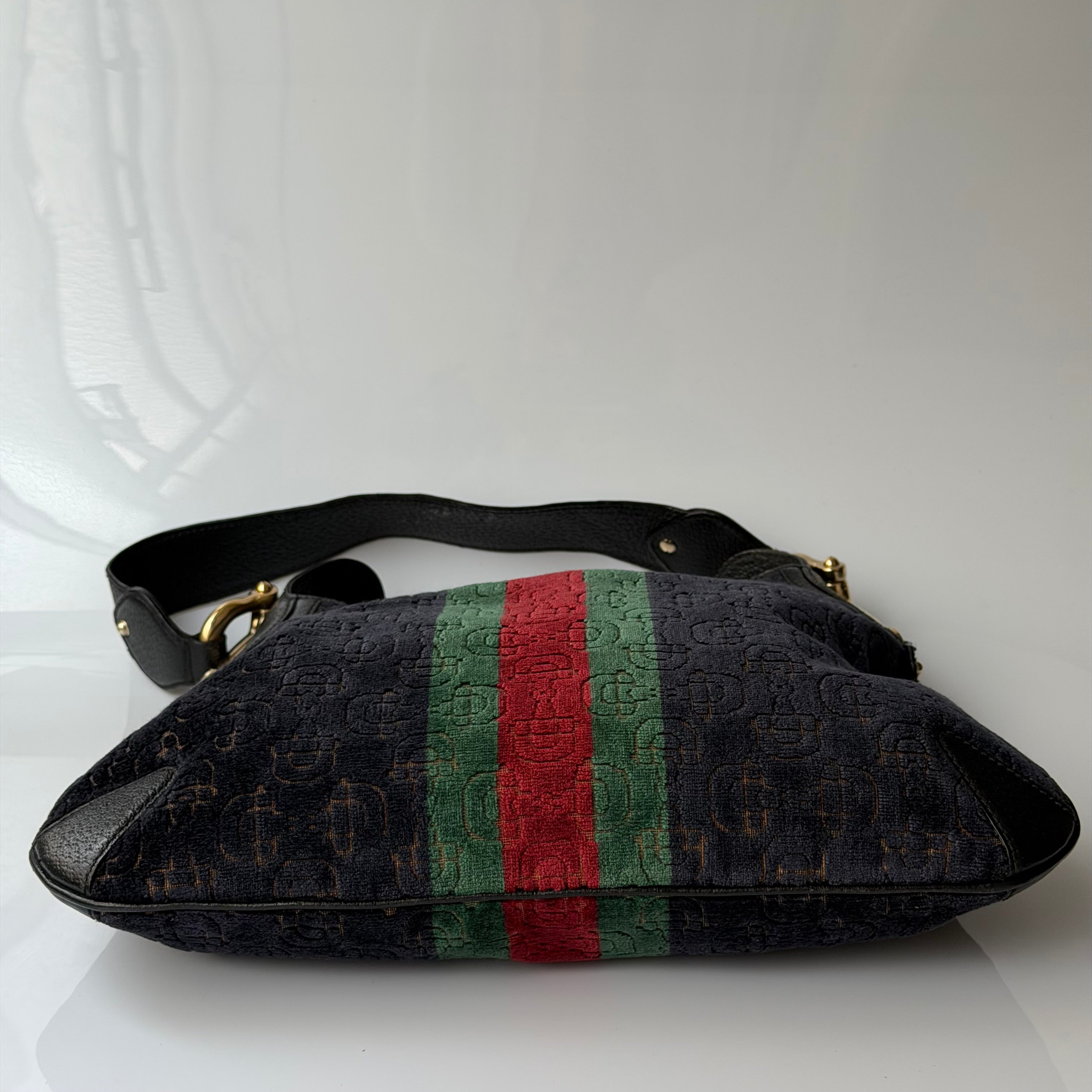 Gucci Heritage Horsebit Velvet Hobo Bag