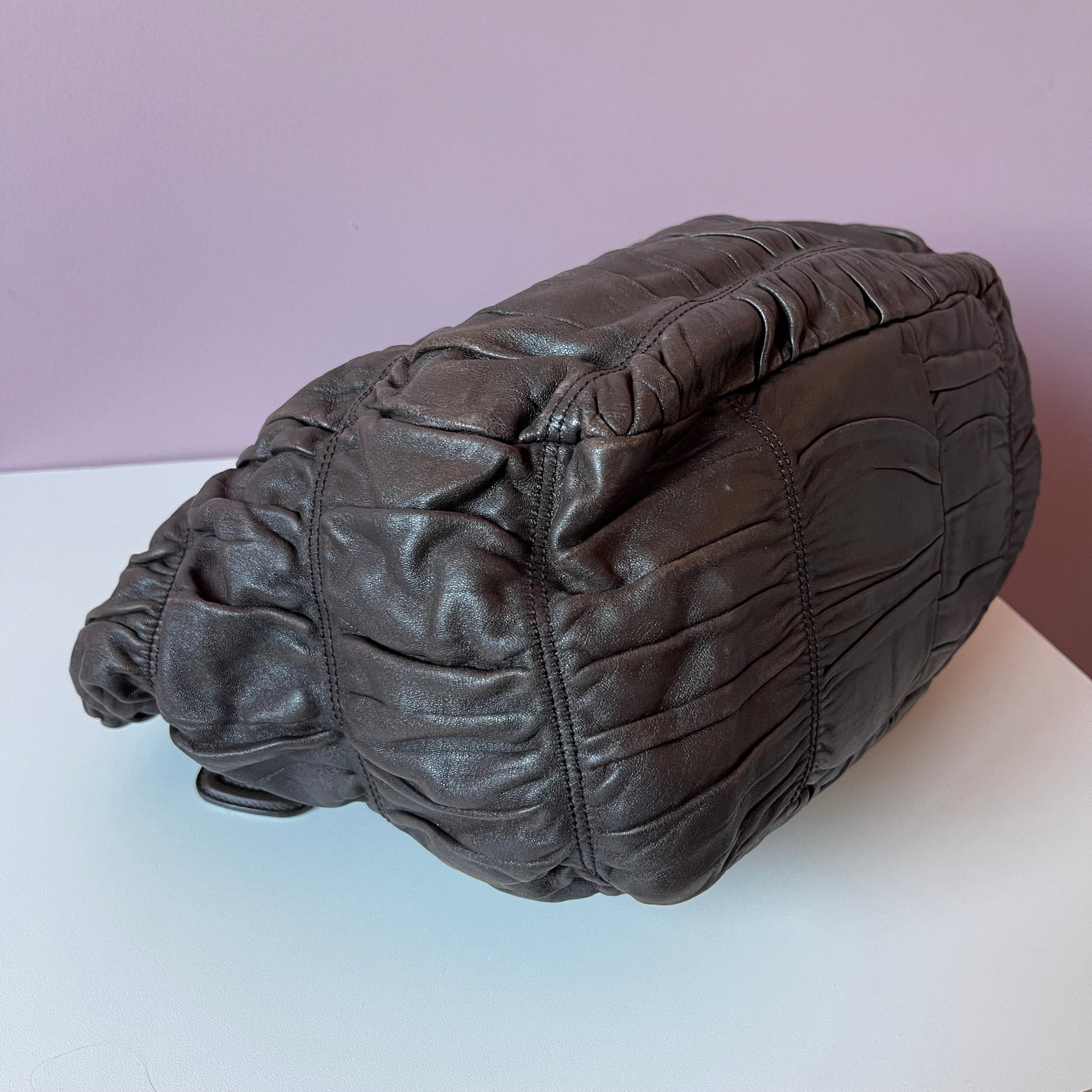 Prada Leather Gaufre Acrylic Chain Shoulder Bag