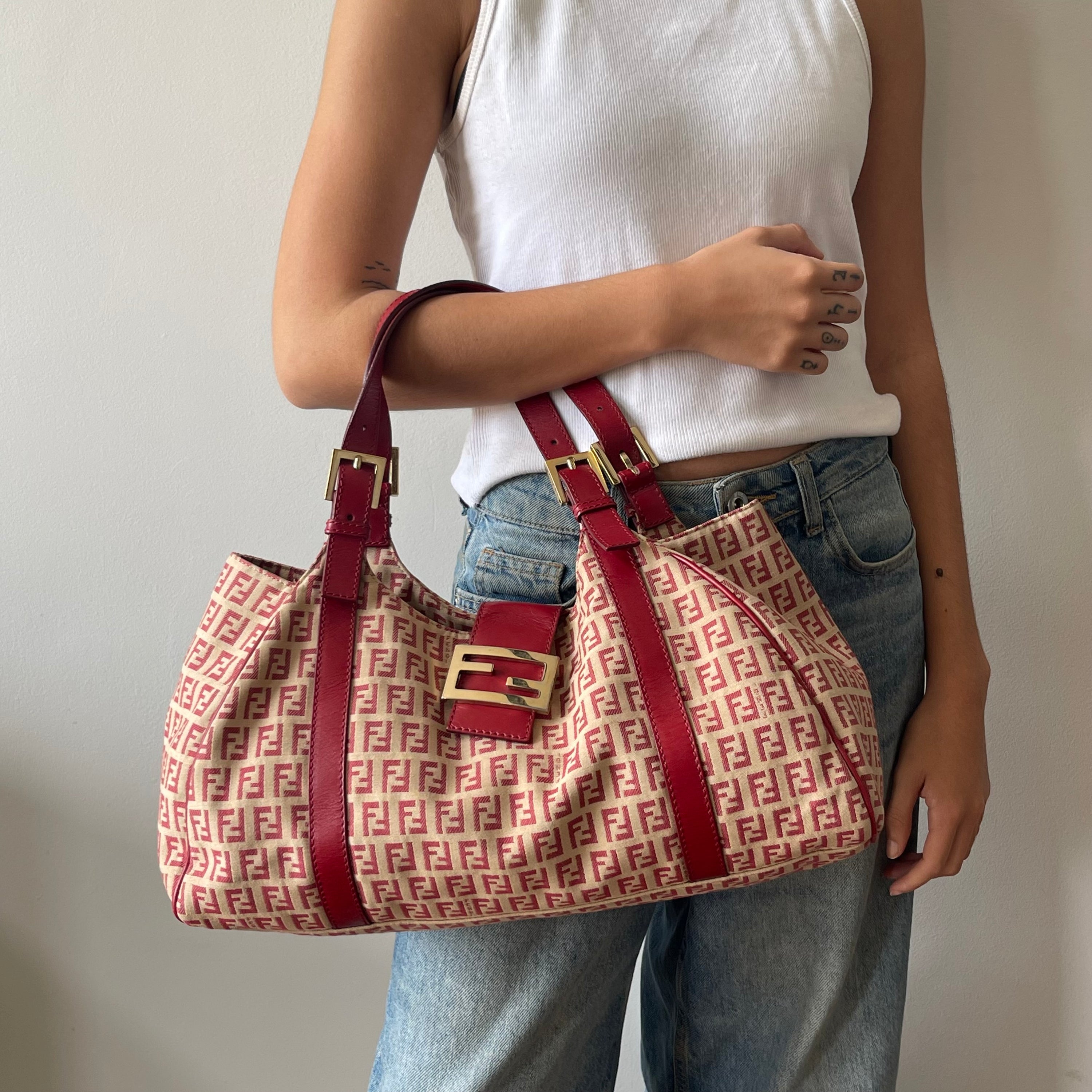Fendi Red Monogram Shoulder Bag