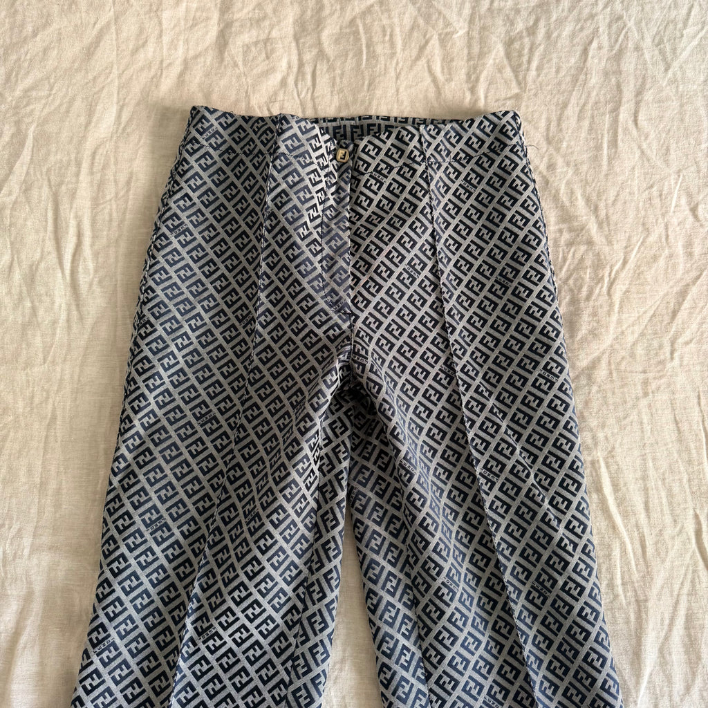 Fendi Blue Monogram Zucchino Pants