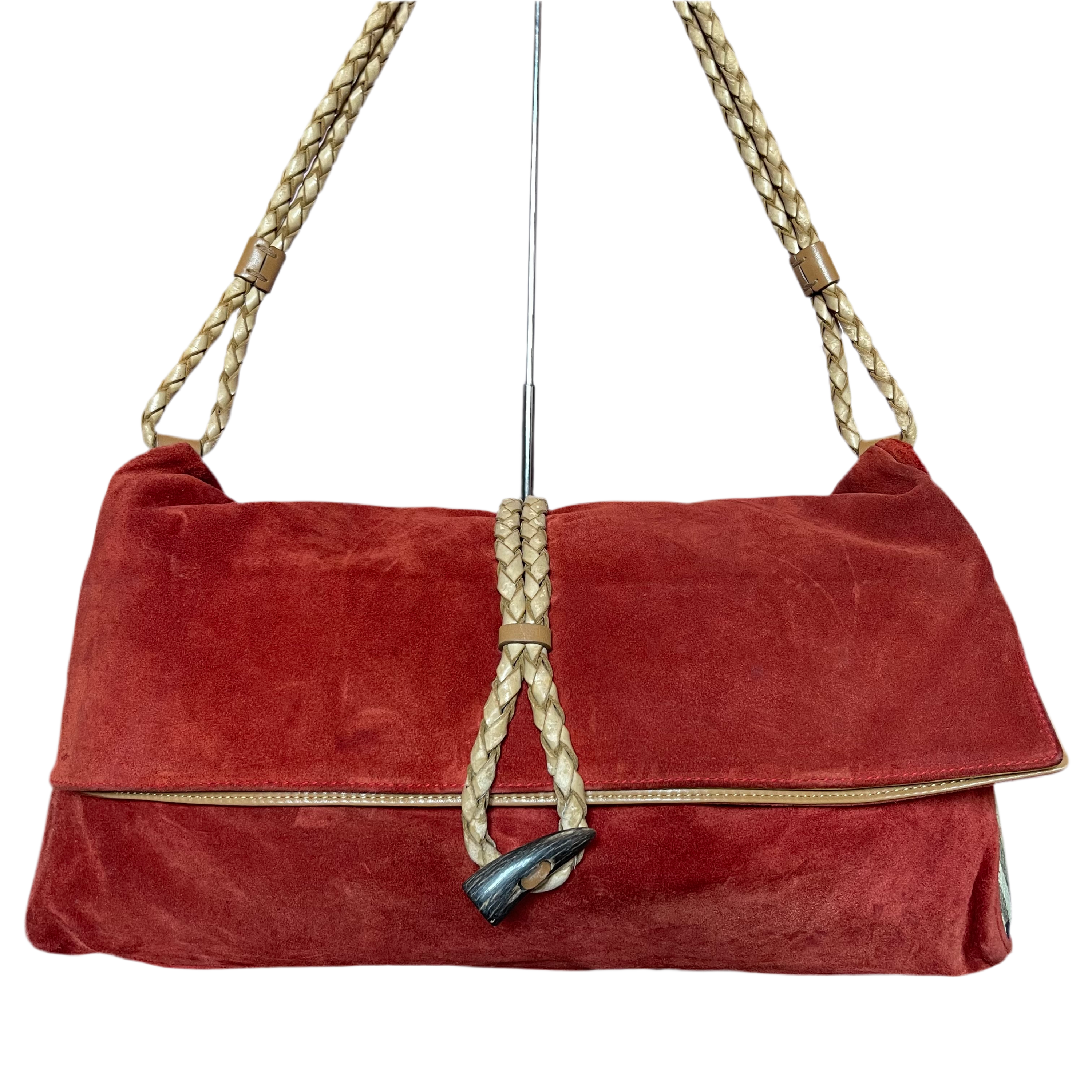 Burberry Vintage Nova Check Suede Shoulder Bag