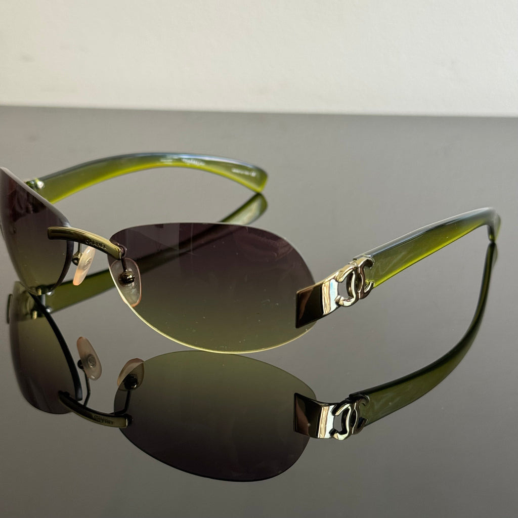 Chanel 2000s Green Sunglasses