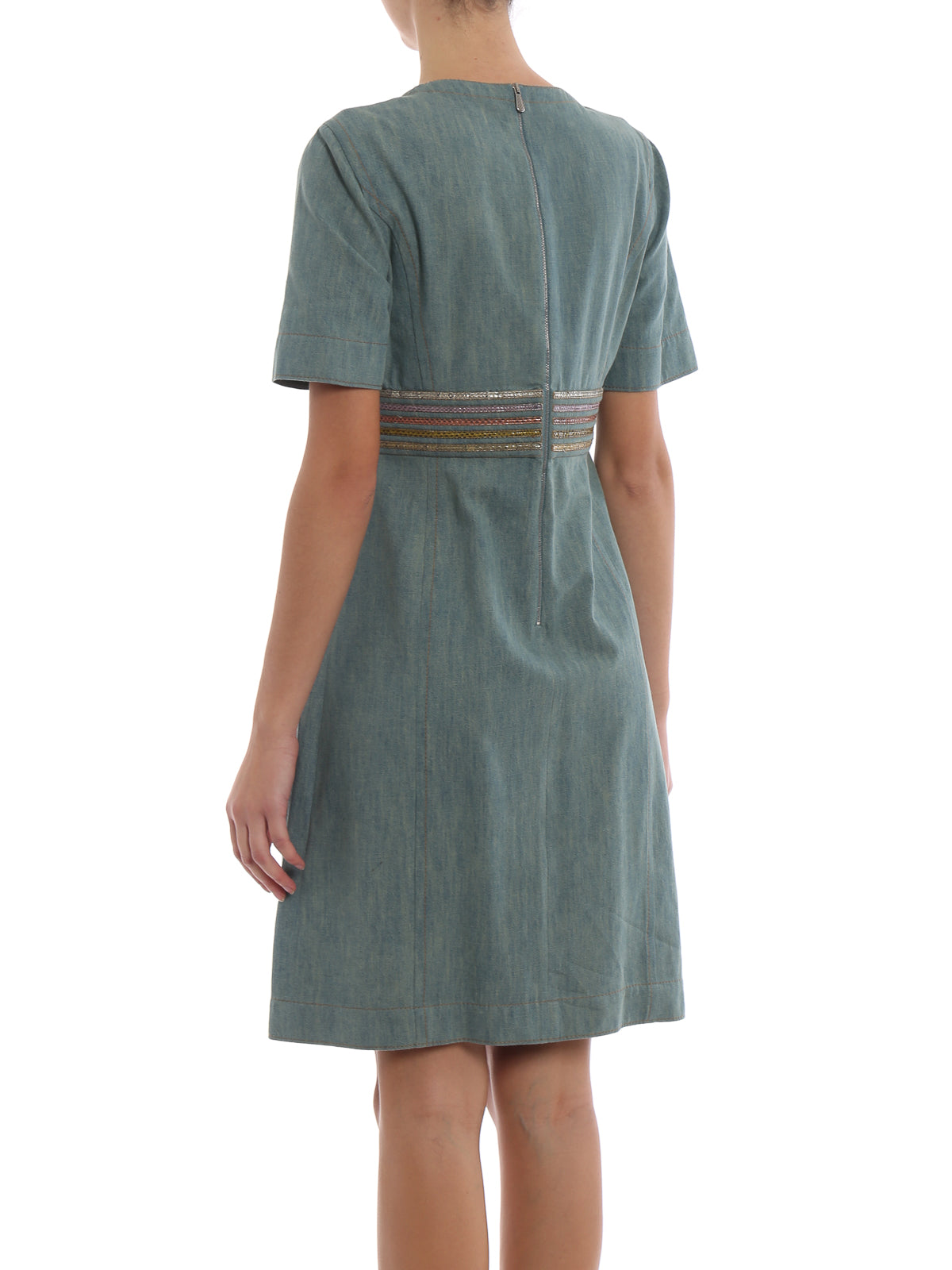 Bottega Veneta Denim dress with Python Effect Details